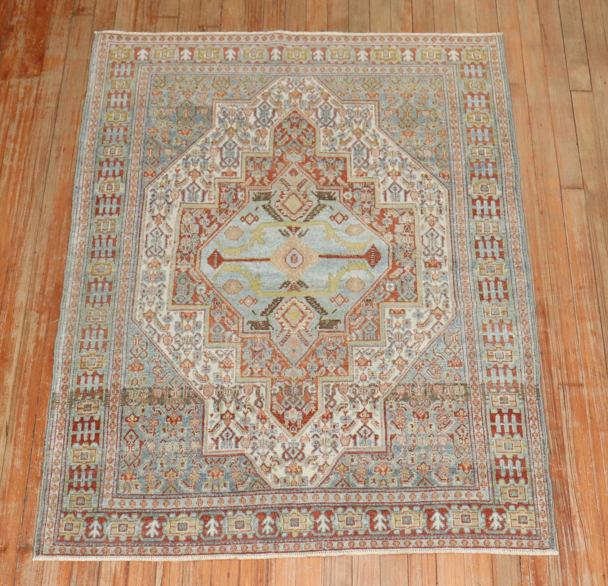 American Colonial Zabihi Collection Antique Persian Senneh Scatter Rug For Sale