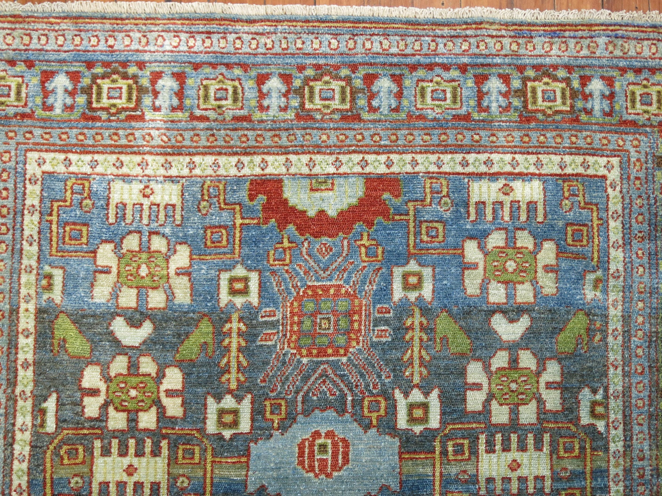 Hand-Woven Zabihi Collection Antique Persian Senneh Scatter Rug For Sale