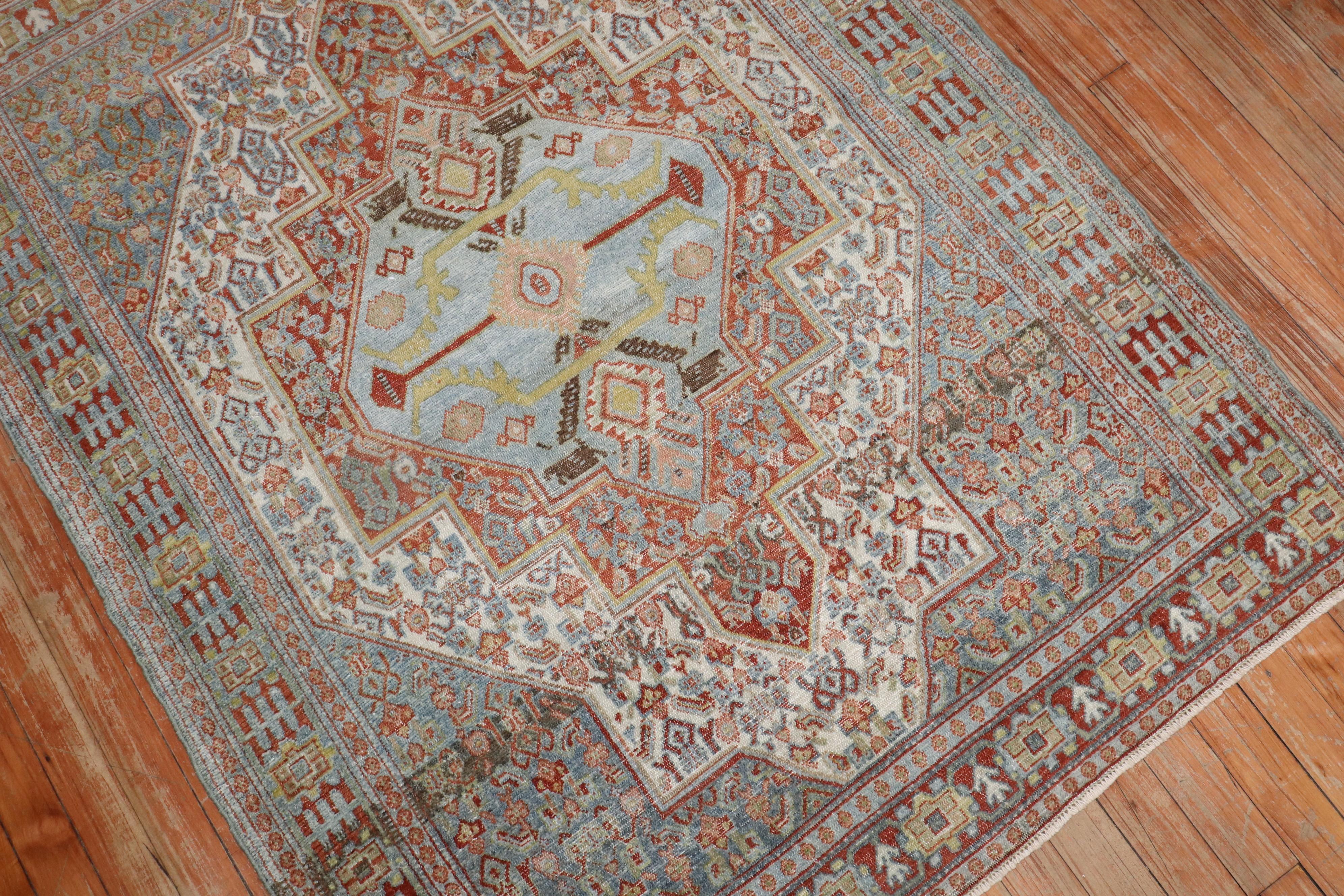 Zabihi Collection Antique Persian Senneh Scatter Rug In Good Condition For Sale In New York, NY