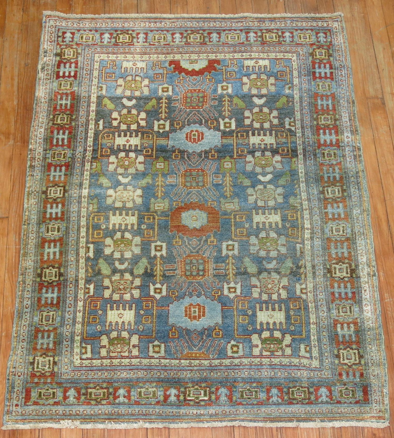20th Century Zabihi Collection Antique Persian Senneh Scatter Rug For Sale