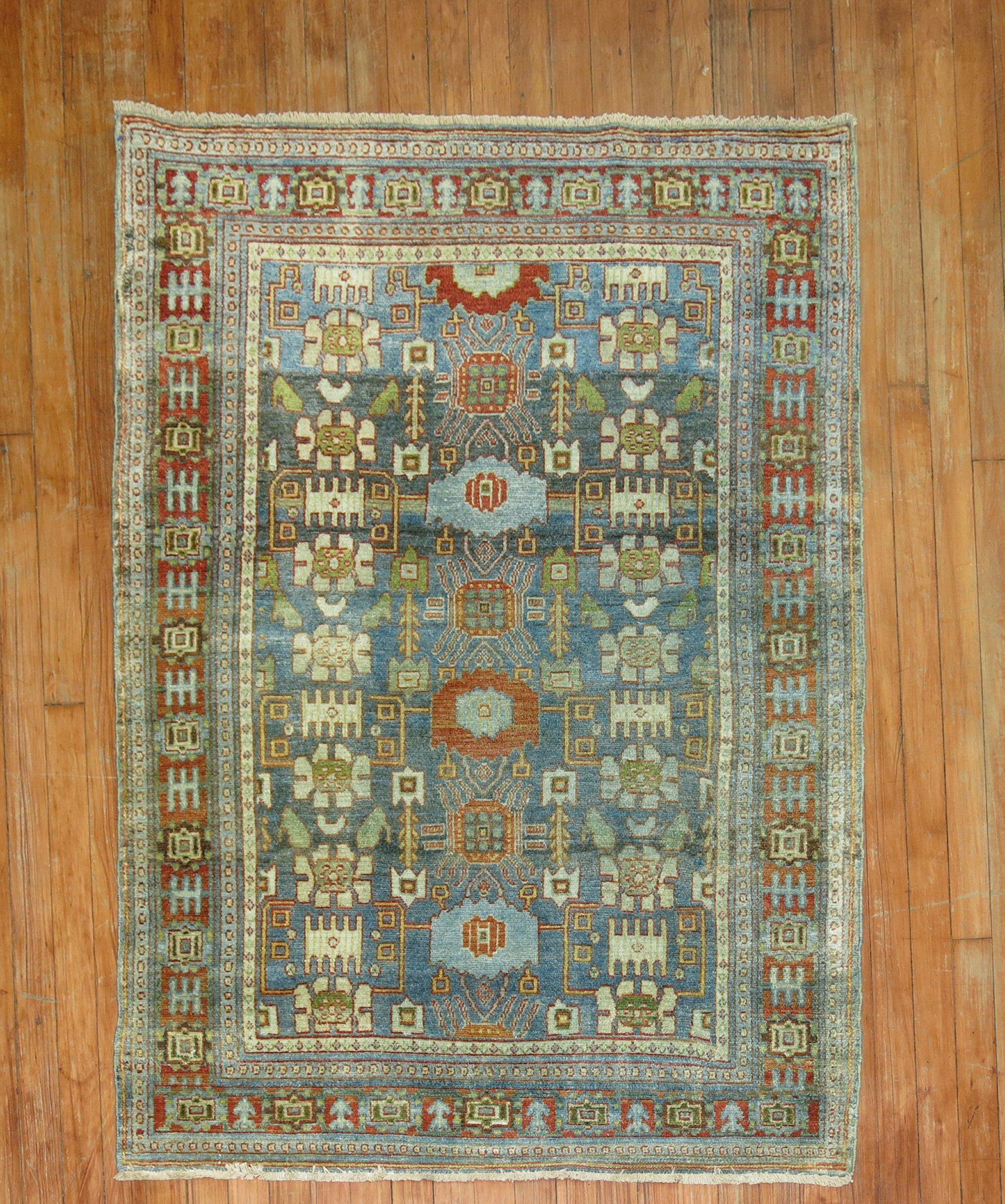 Zabihi Collection Antique Persian Senneh Scatter Rug For Sale 1