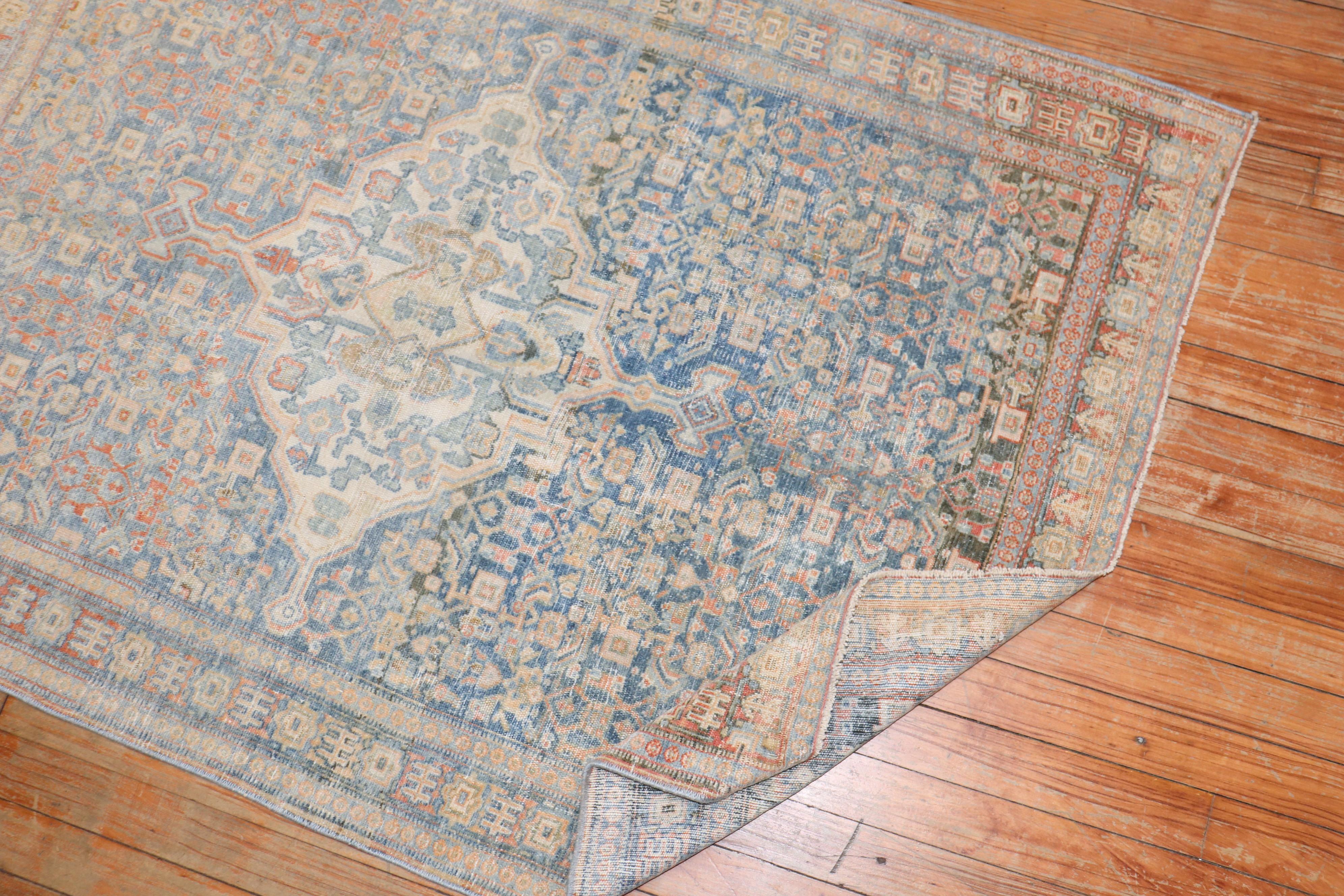 Hand-Woven Zabihi Collection Antique Persian Senneh Scatter Size Rug For Sale