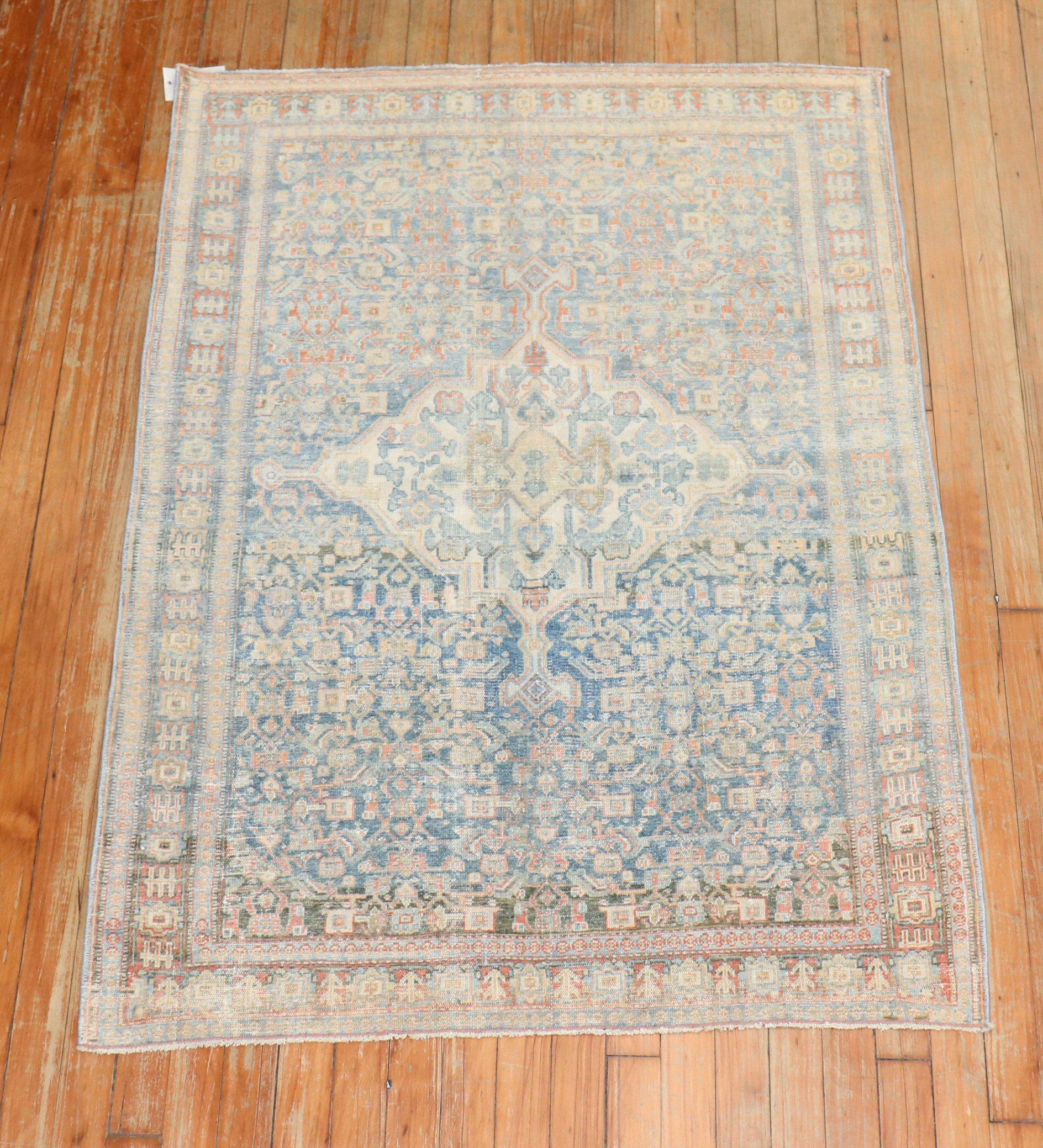 20th Century Zabihi Collection Antique Persian Senneh Scatter Size Rug For Sale