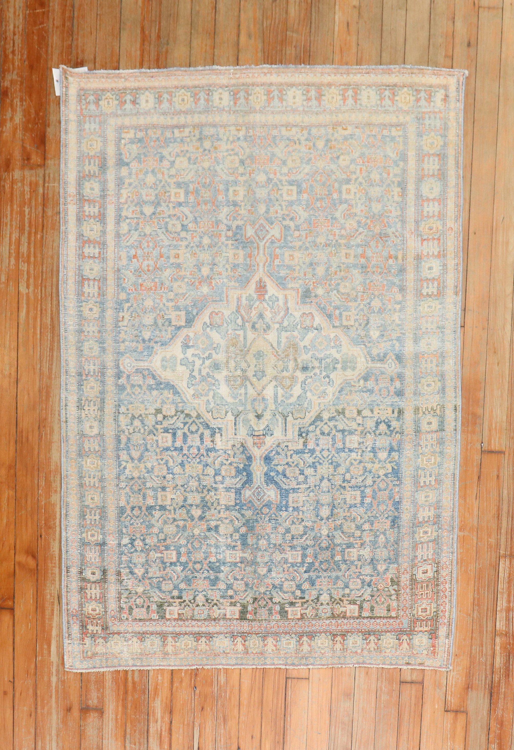 Wool Zabihi Collection Antique Persian Senneh Scatter Size Rug For Sale