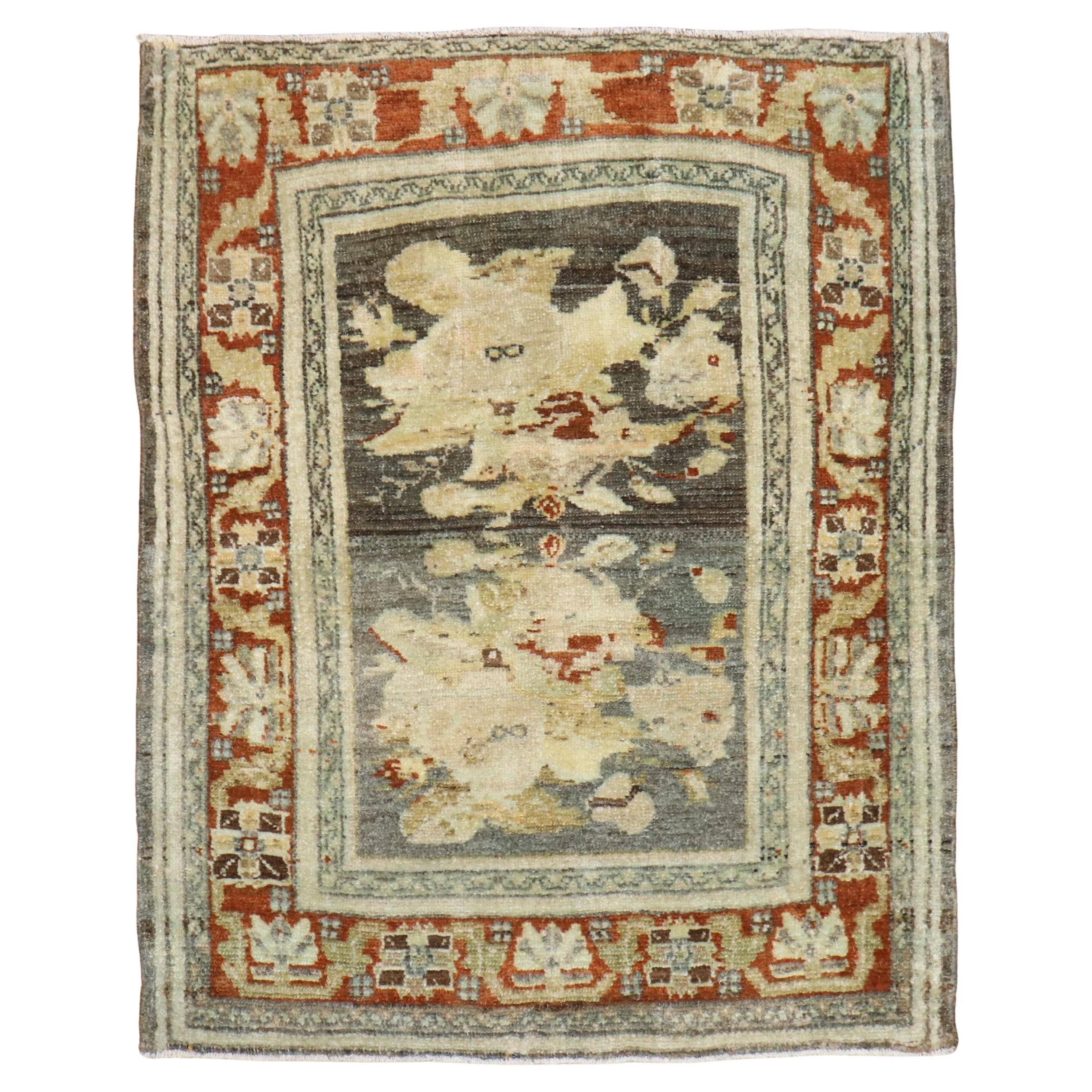 Zabihi Collection Antique Persian Senneh Small Throw Rug For Sale