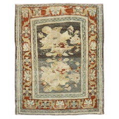 Zabihi Collection Antique Persian Senneh Small Throw Rug