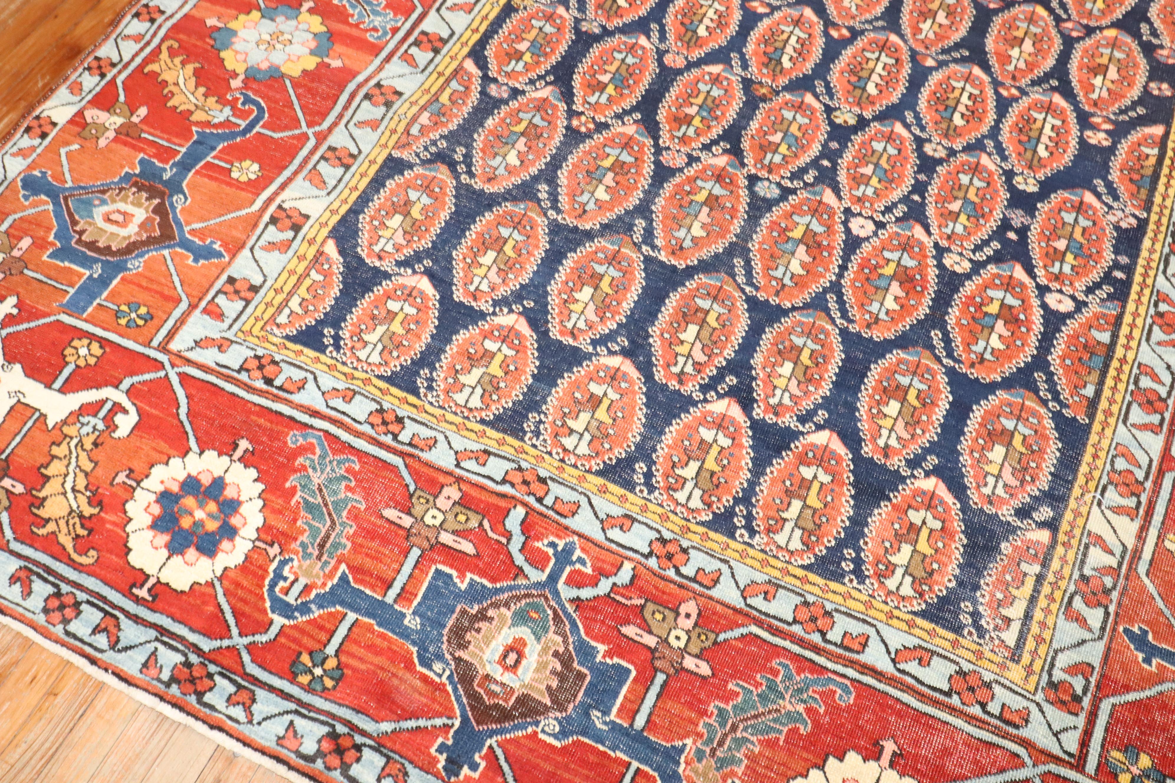 Tissé à la main Tapis persan ancien Serapi Heriz de la collection Zabihi en vente