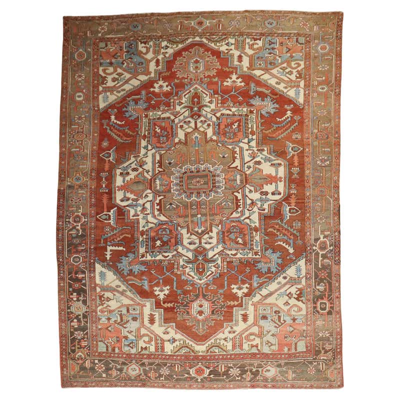Late 19th Century Antique Persian Serapi Carpet Handmade Oriental Rug ...