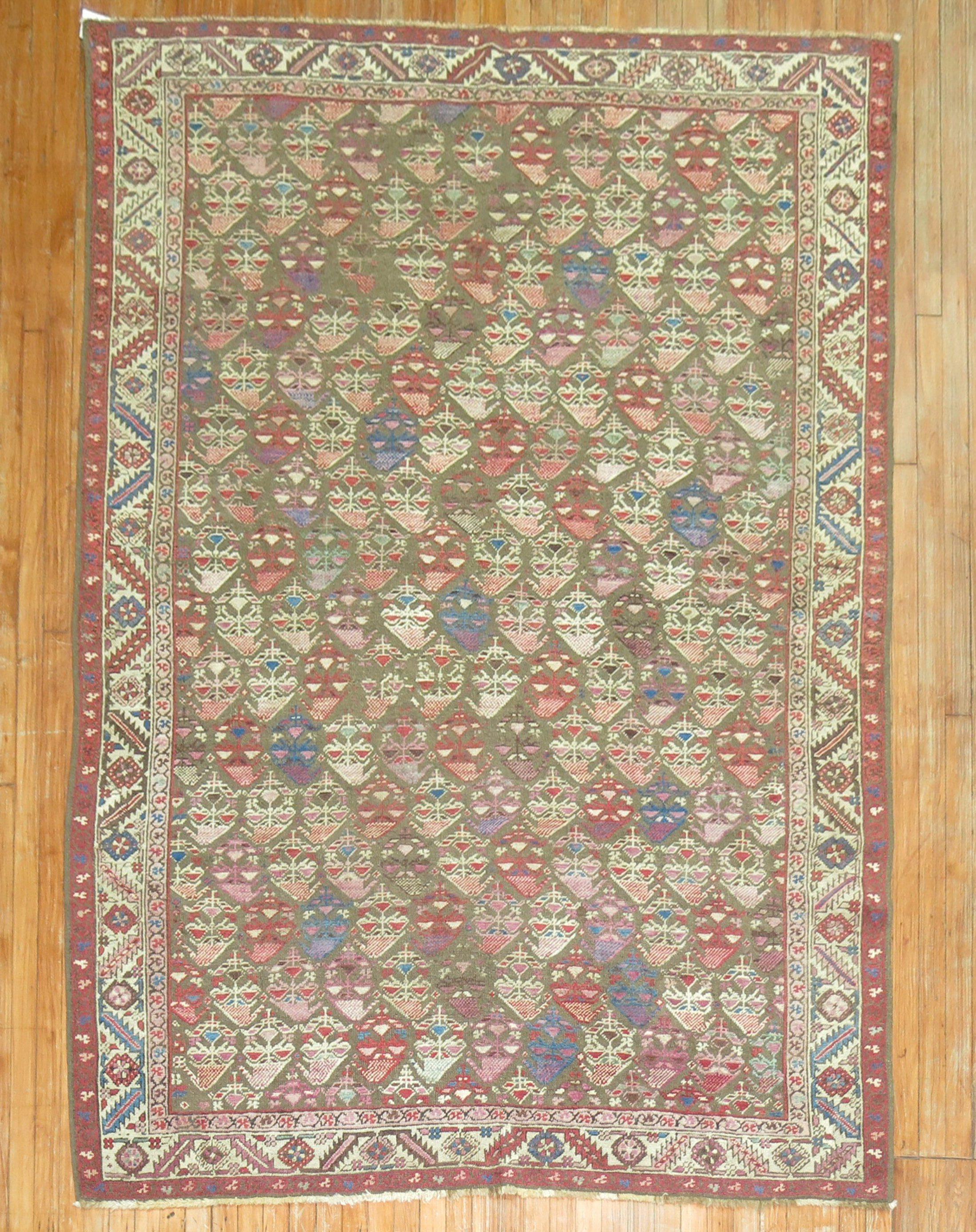 Rare size Persian Bakshaish rug with an all-over design in a different assortment of colors.

6' x 8'

20th-century examples of Bakshaish weavings are very artistically distinguished and have performed as solid art investments. This particular