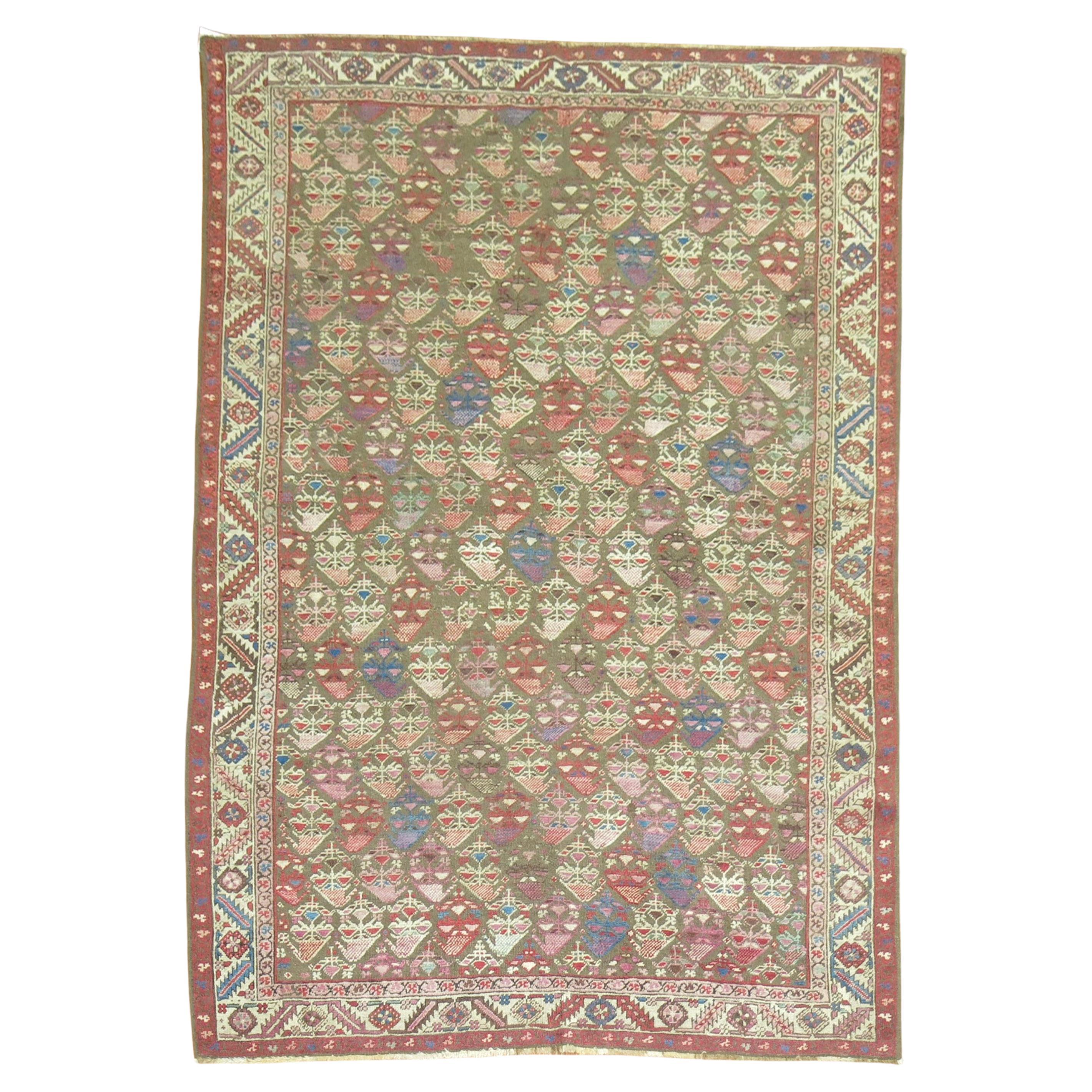 Zabihi Collection Antique Persian Square Bakshaish Rug