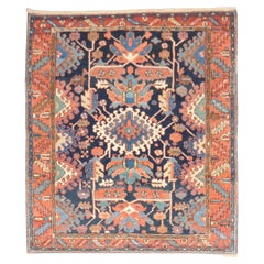 Zabihi Collection Antique Persian Square Navy Geometric Heriz Rug