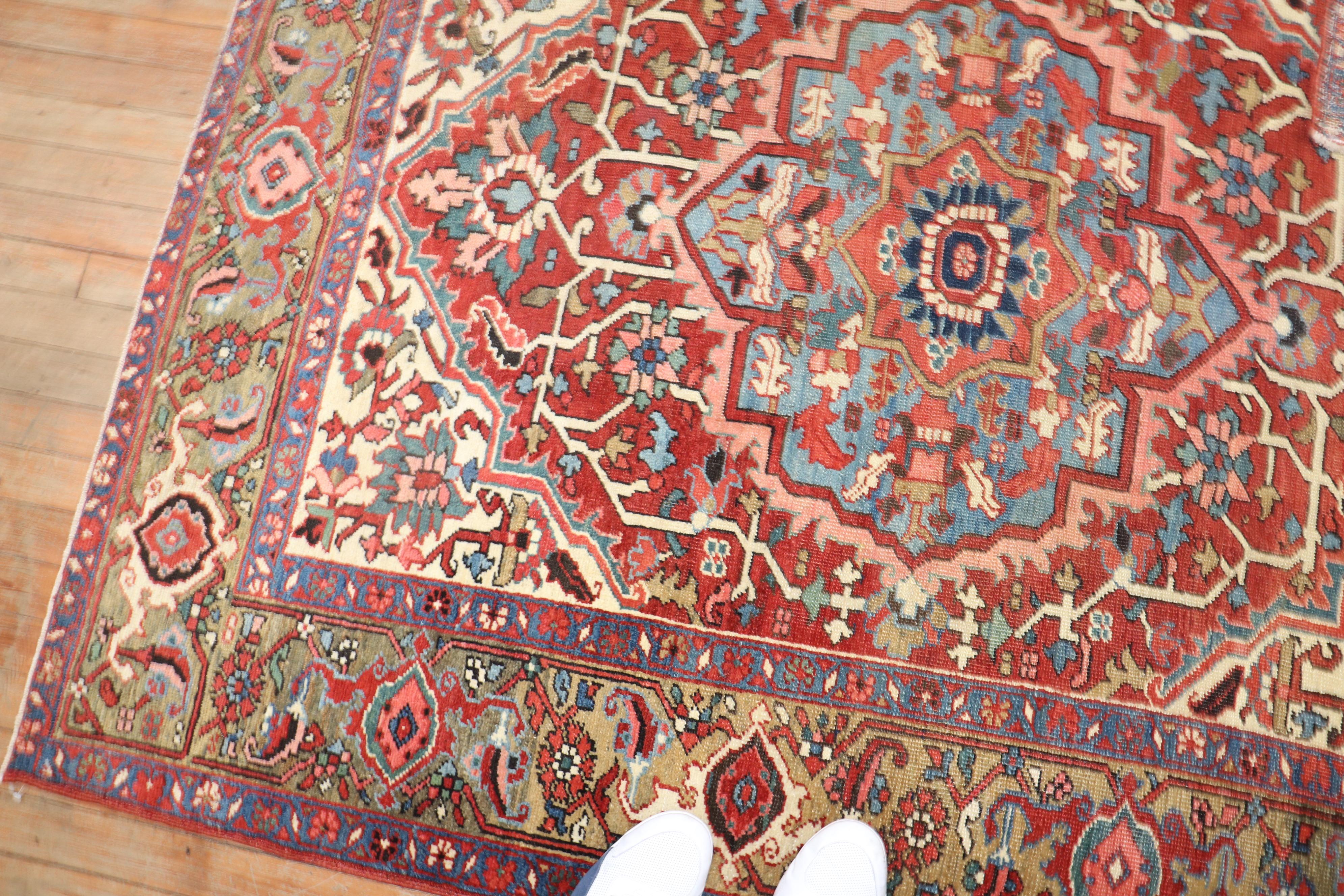 Zabihi Collection Antique Persian Square Serapi Rug In Good Condition For Sale In New York, NY