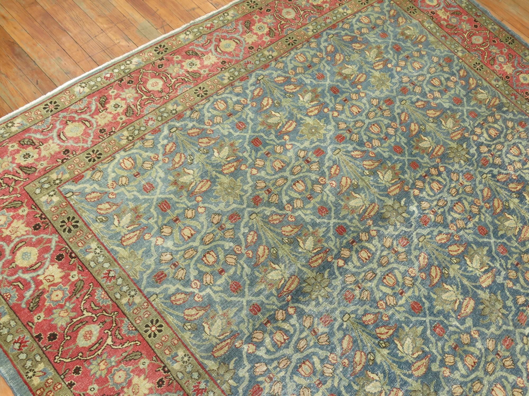 Bauhaus Zabihi Collection Antique Persian Tabriz Carpet For Sale