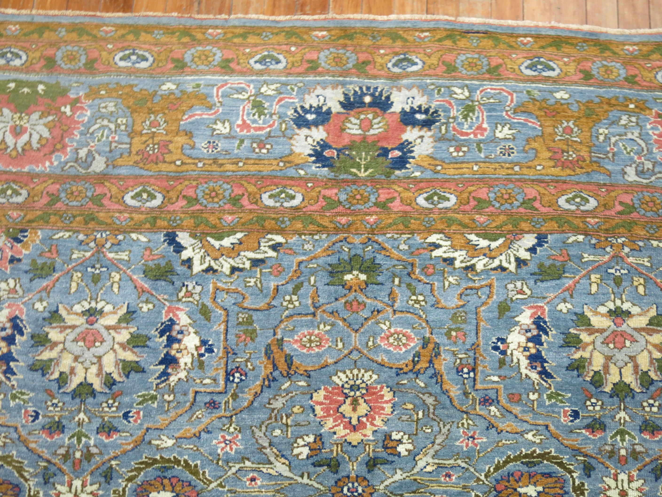 Wool Zabihi Collection Antique Persian Tabriz Carpet For Sale