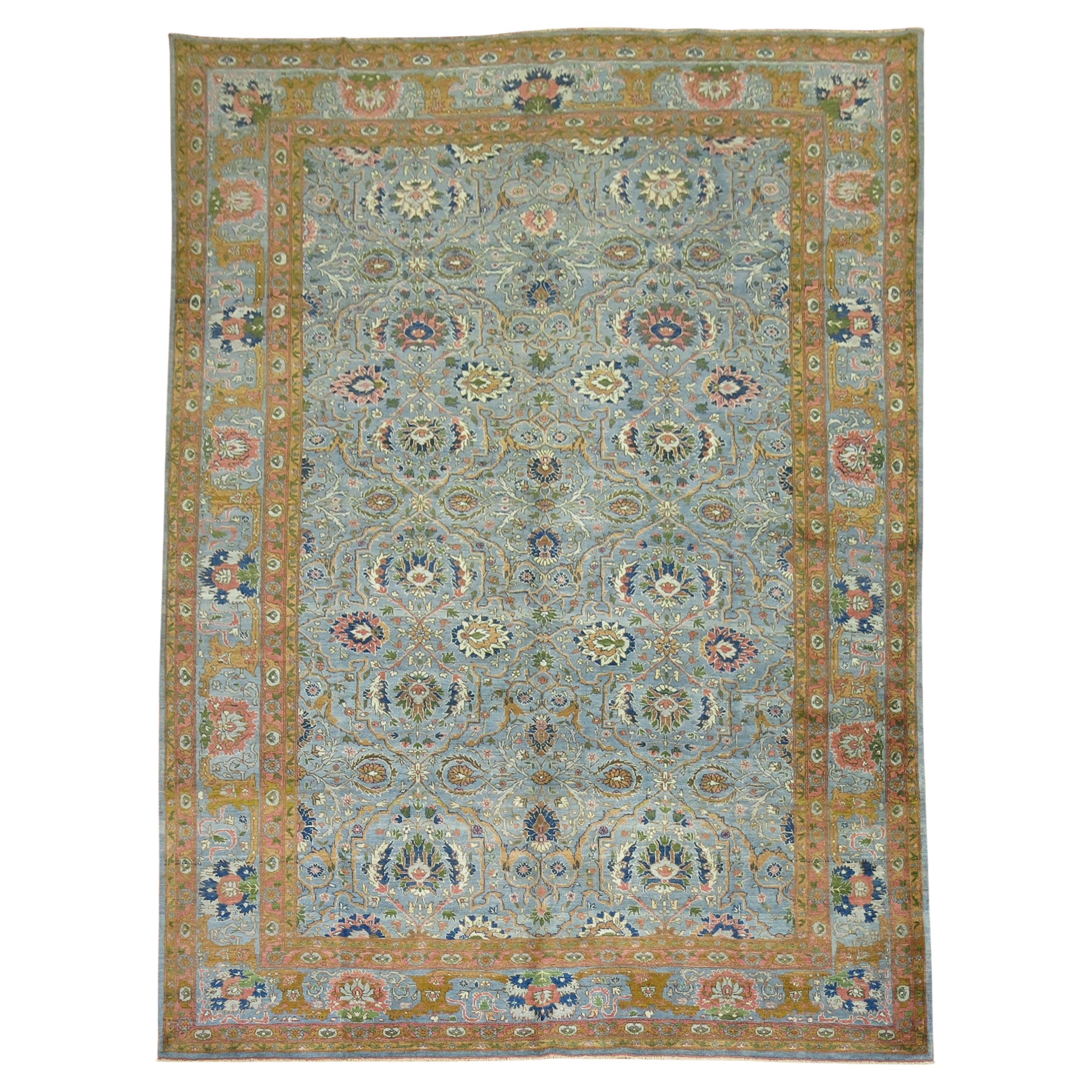 Zabihi Collection Antique Persian Tabriz Carpet For Sale