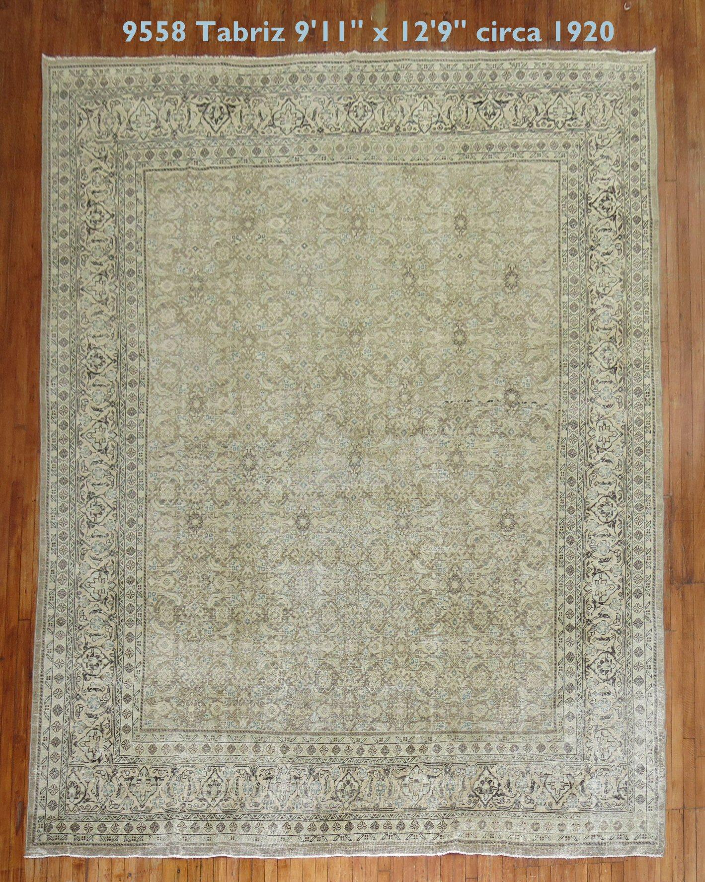 Zabihi Collection Antique Persian Tabriz Room Rug For Sale 3