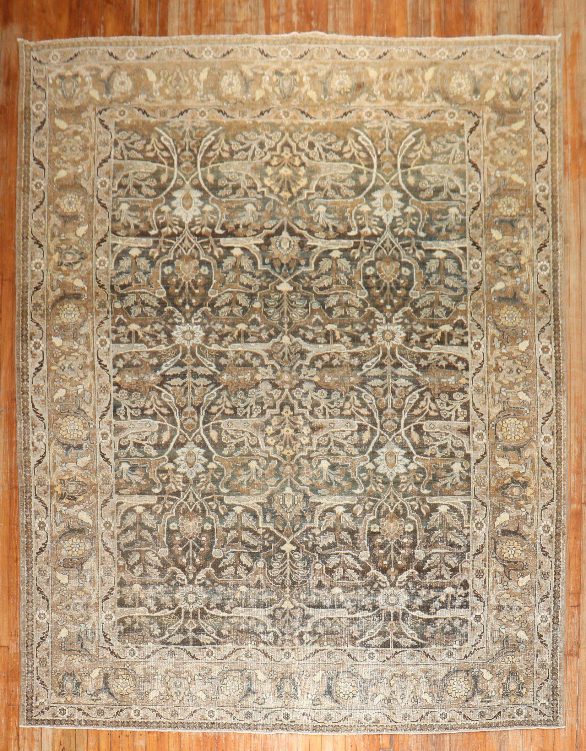 Zabihi Collection Antique Persian Tabriz Room Rug For Sale 3
