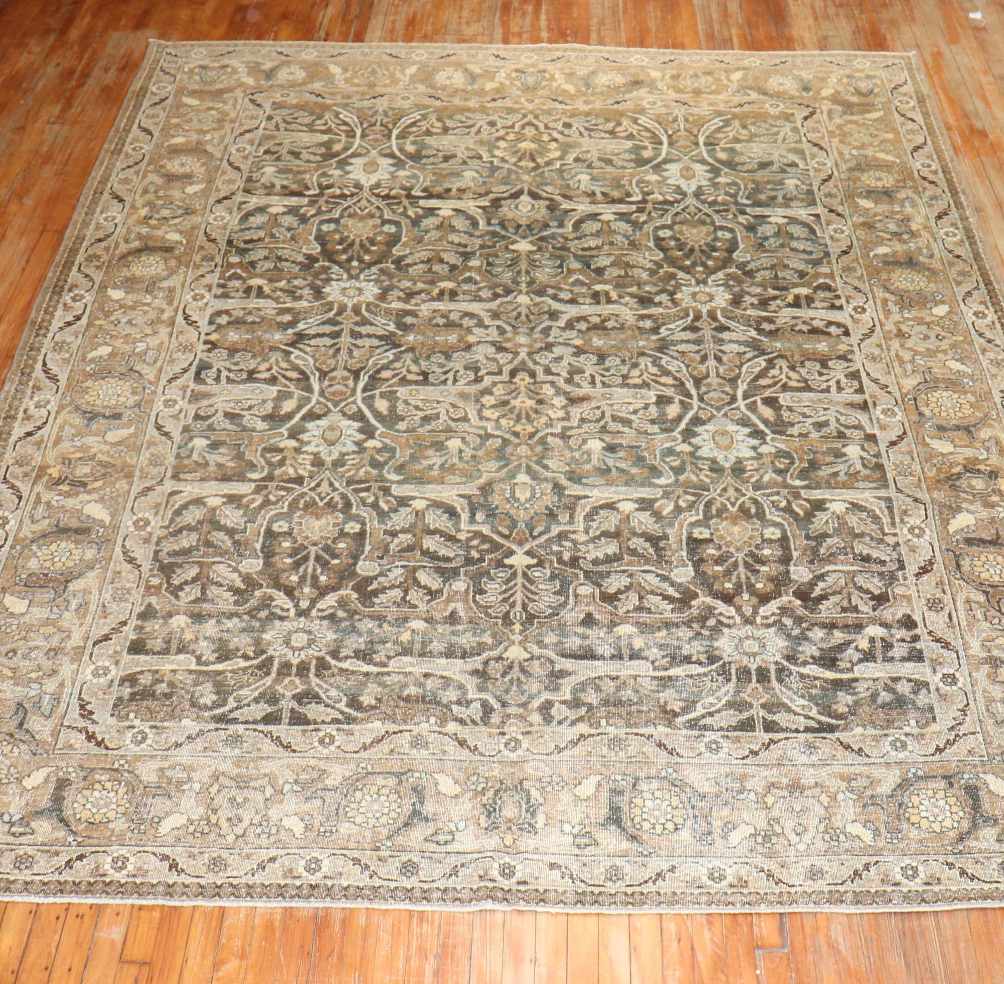 Zabihi Collection Antique Persian Tabriz Room Rug For Sale 2