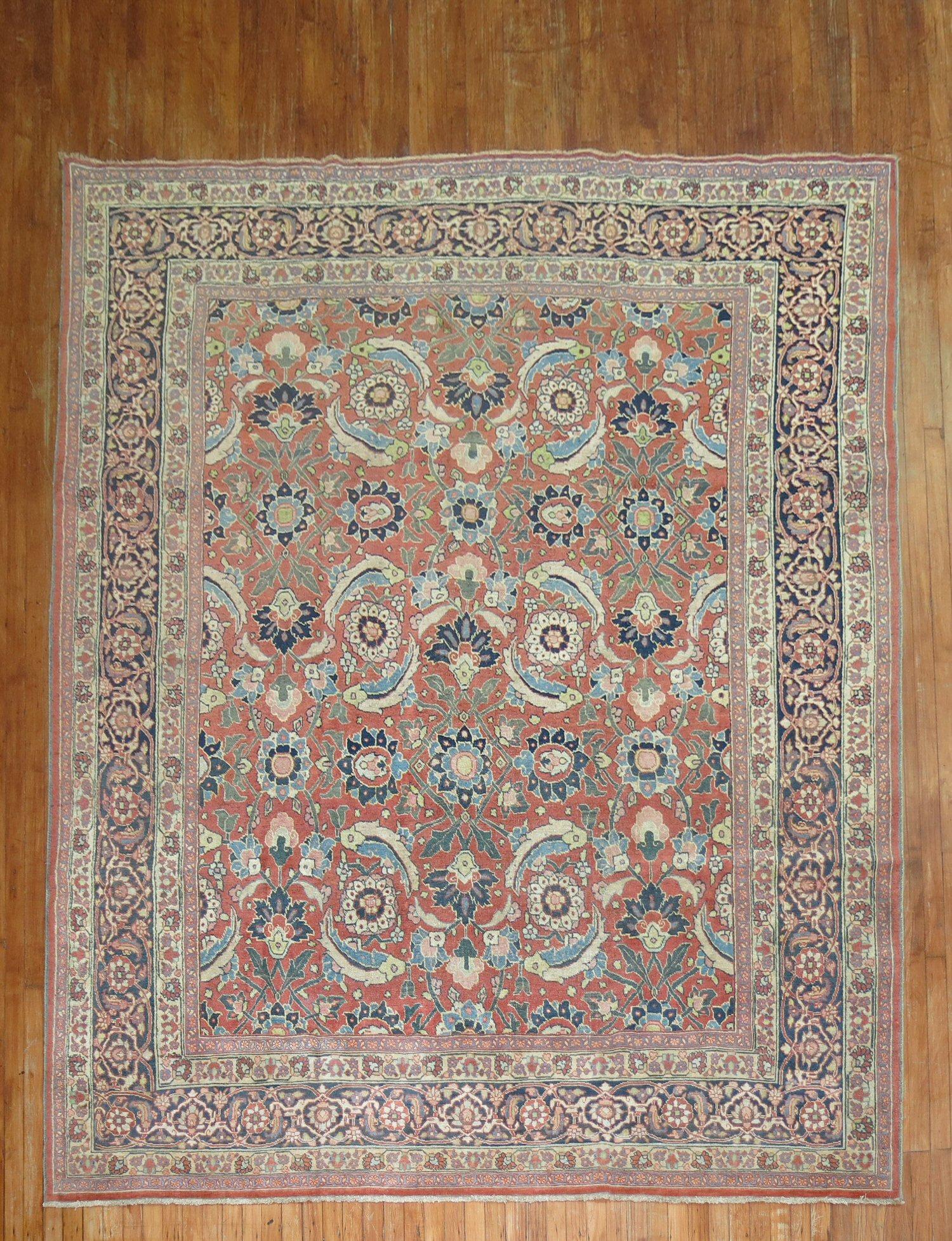 Zabihi Collection Antique Persian Tabriz Rug For Sale 4