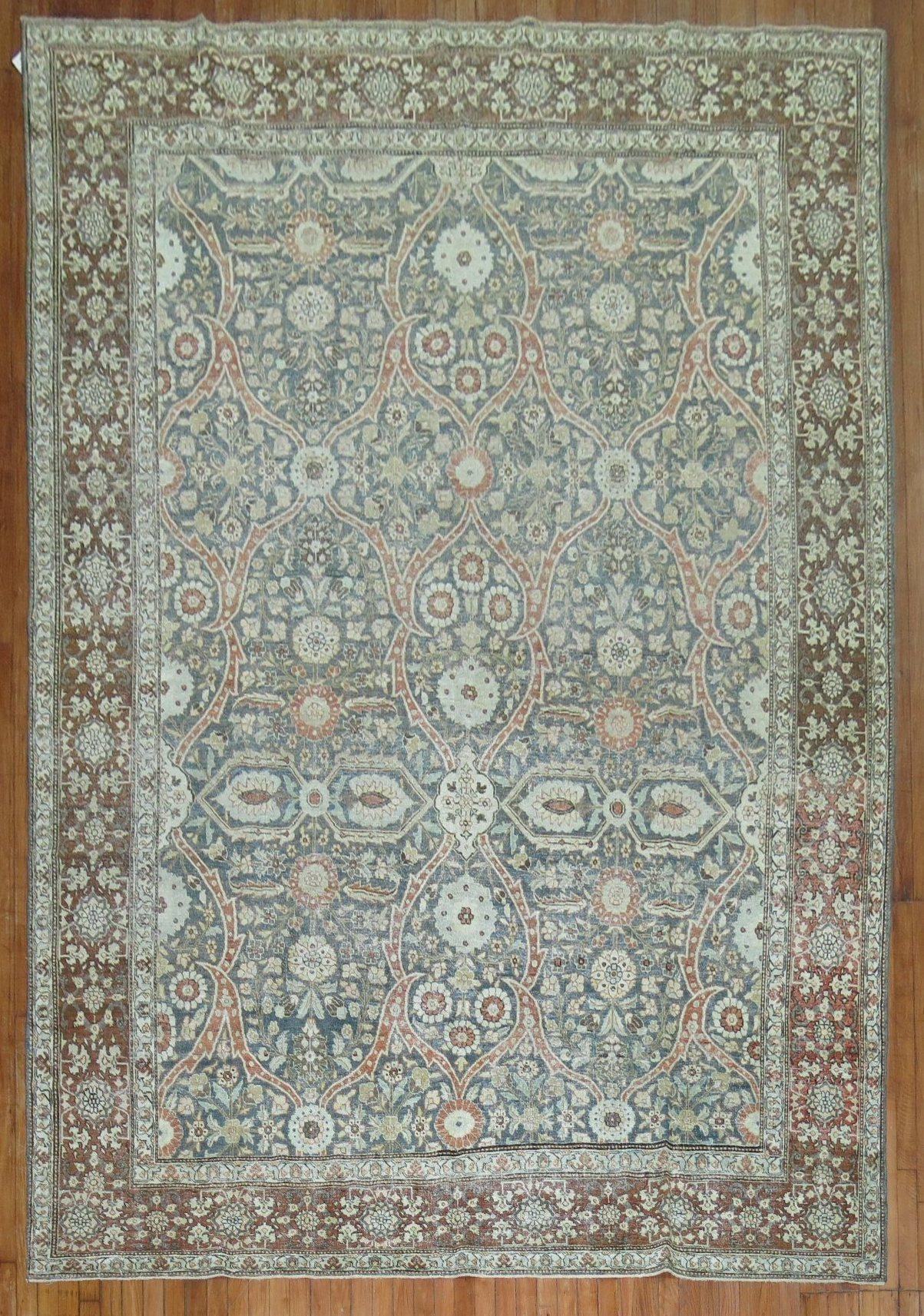 Zabihi Collection Antique Persian Tabriz Rug For Sale 5