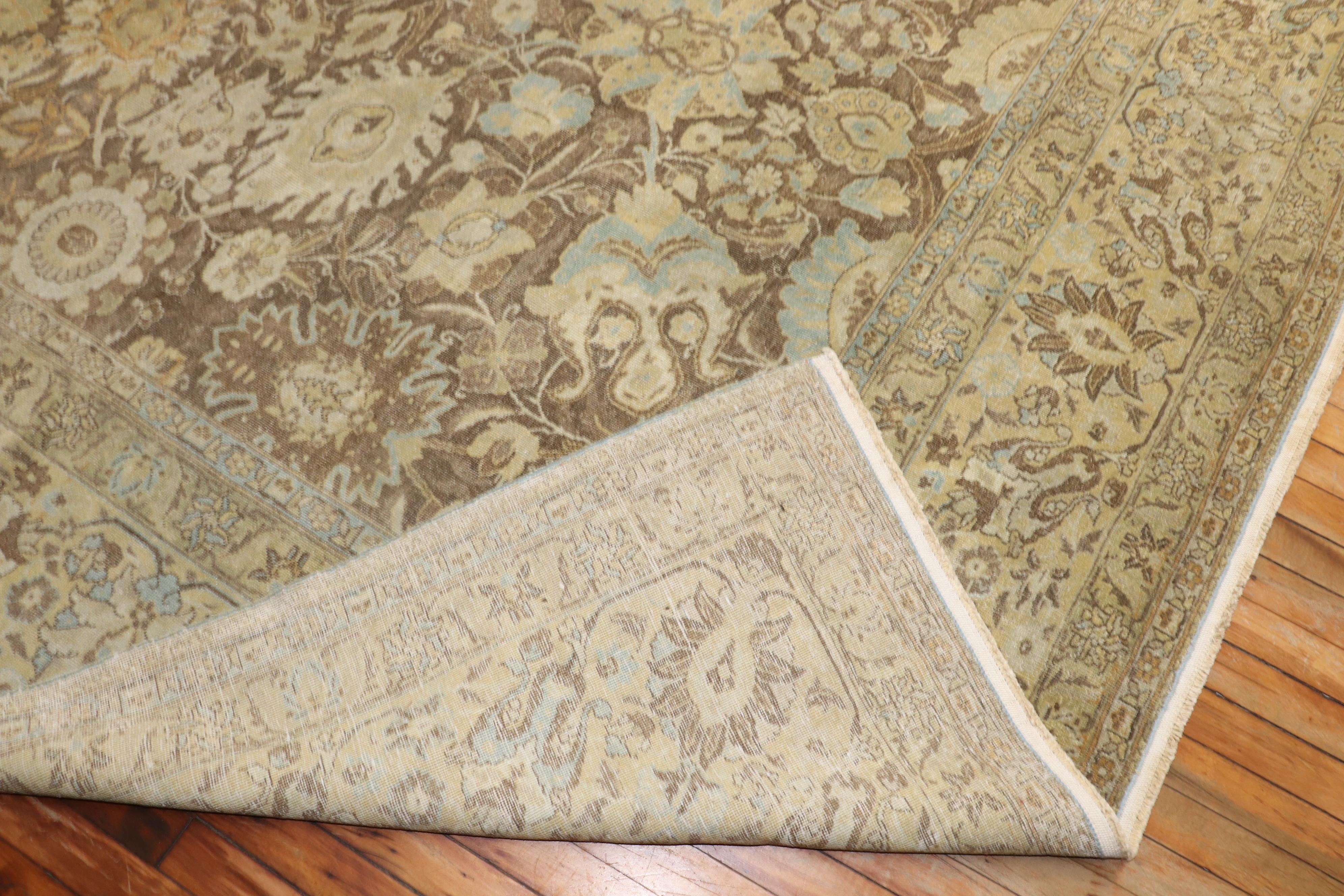 Hand-Knotted Zabihi Collection Antique Persian Tabriz Rug For Sale