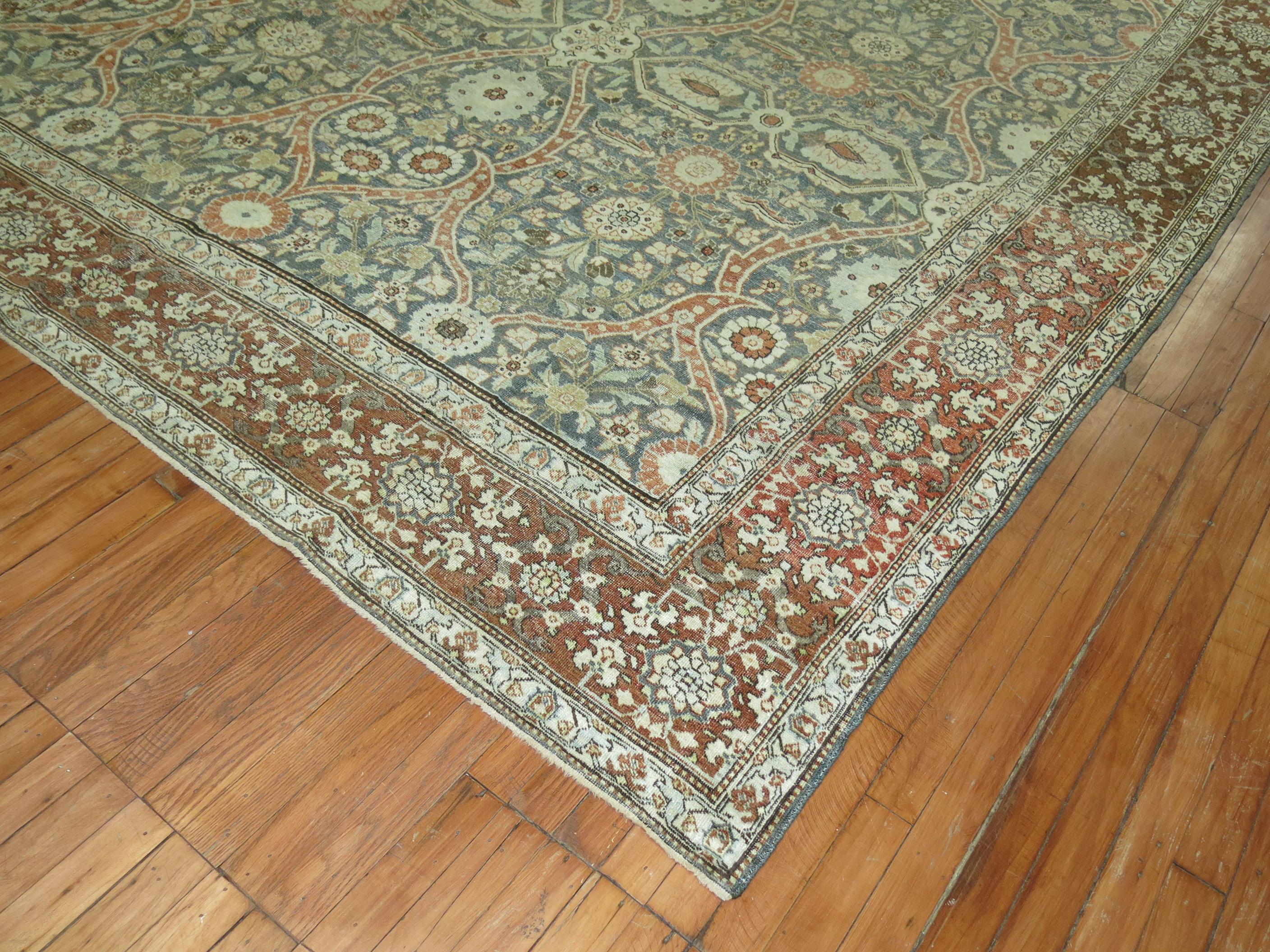 Zabihi Collection Antique Persian Tabriz Rug In Distressed Condition For Sale In New York, NY