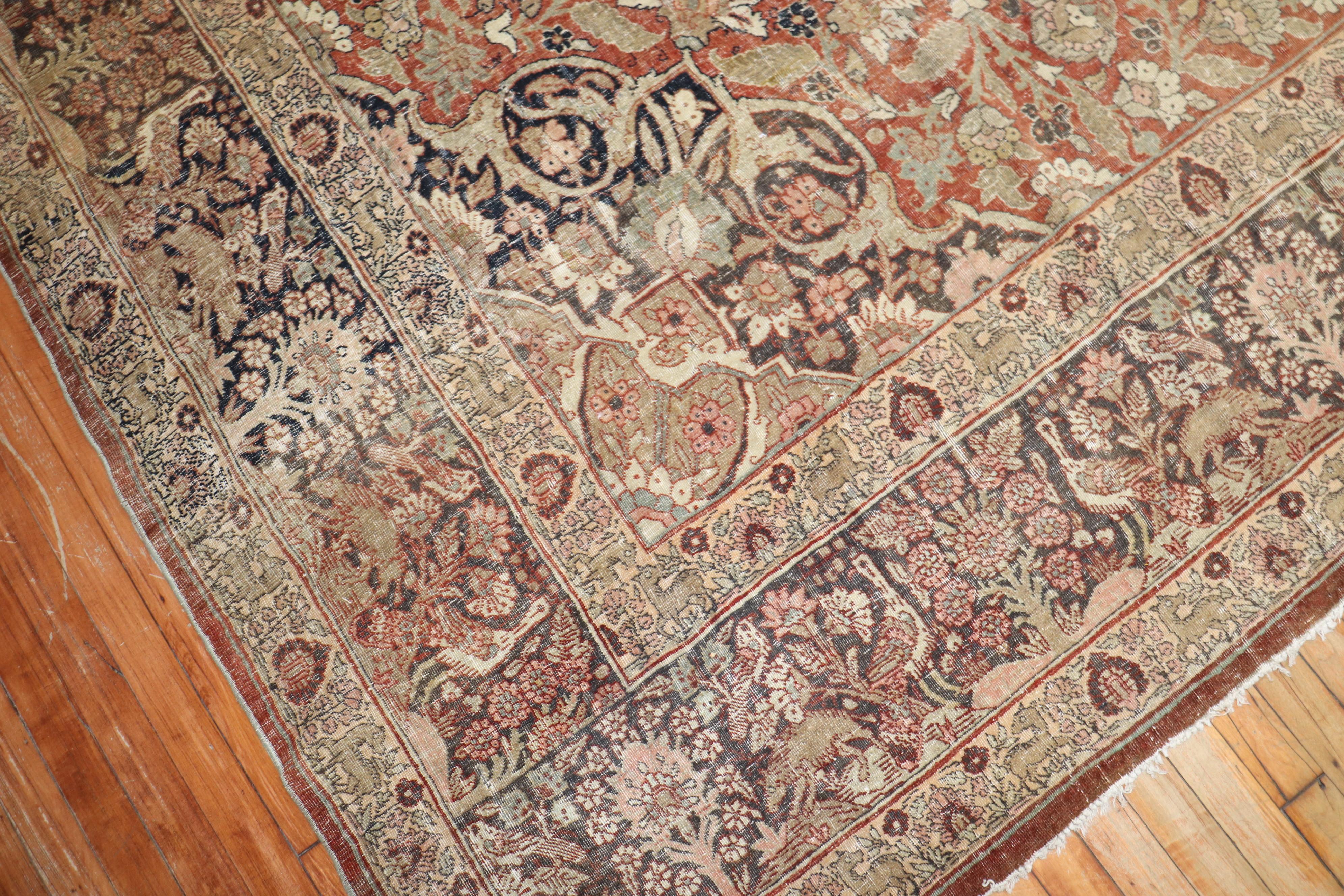 Zabihi Kollektion Antiker persischer Täbris-Teppich mit Hahn-Motiv aus der Zabihi-Kollektion im Angebot 2