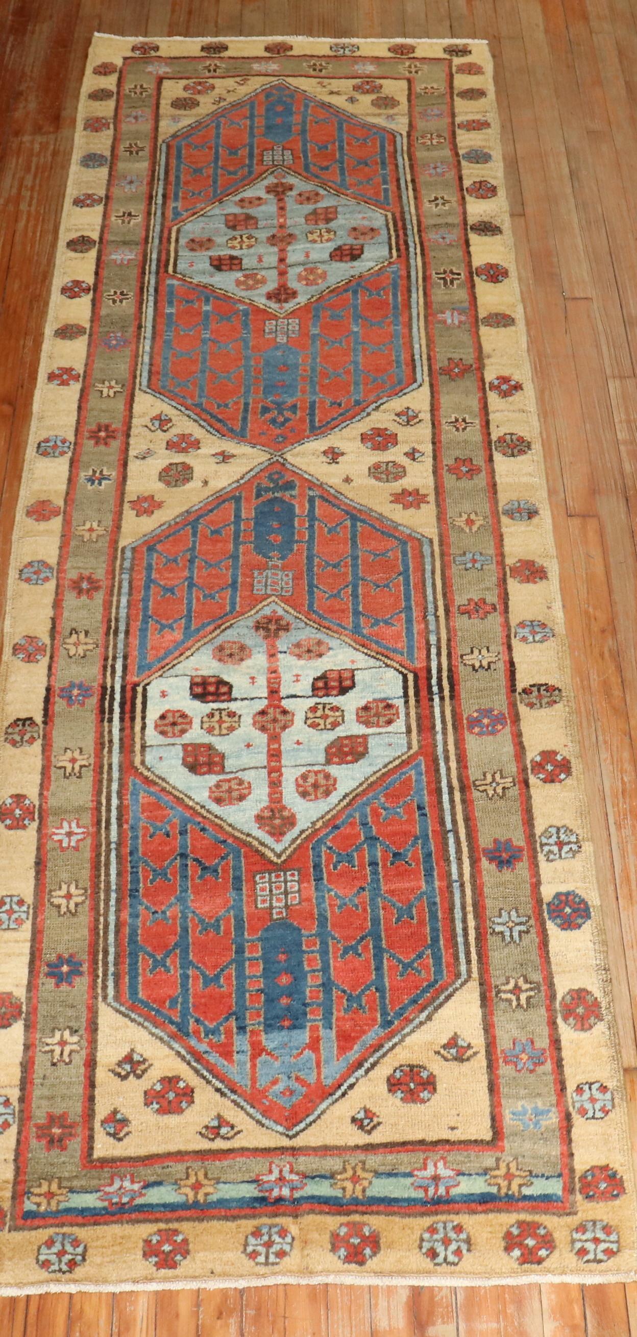 Hand-Woven Zabihi Collection Antique Persian Tribal Bakshaish Runner For Sale
