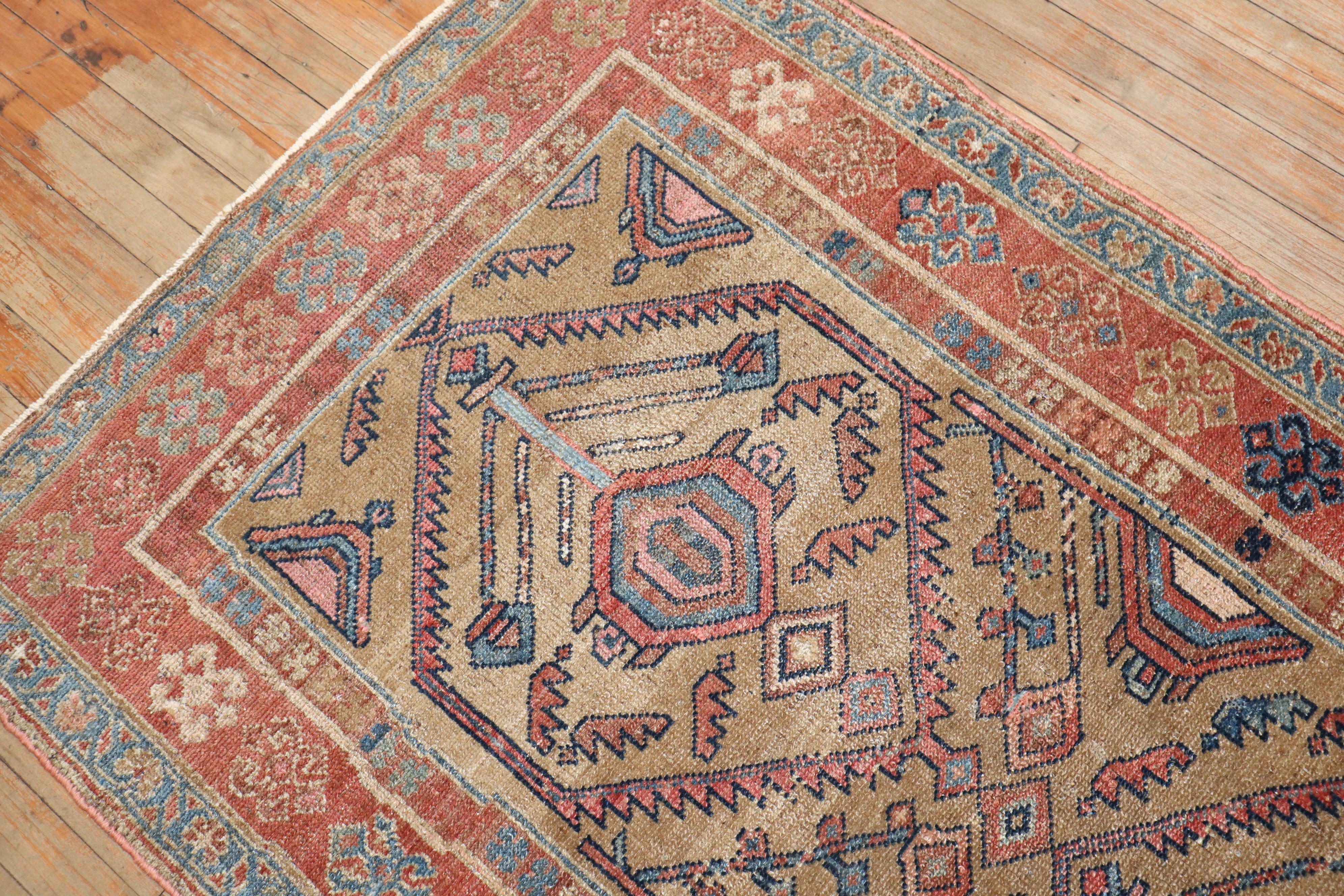 Hand-Knotted Zabihi Collection Antique Persian Tribal Scatter Rug For Sale