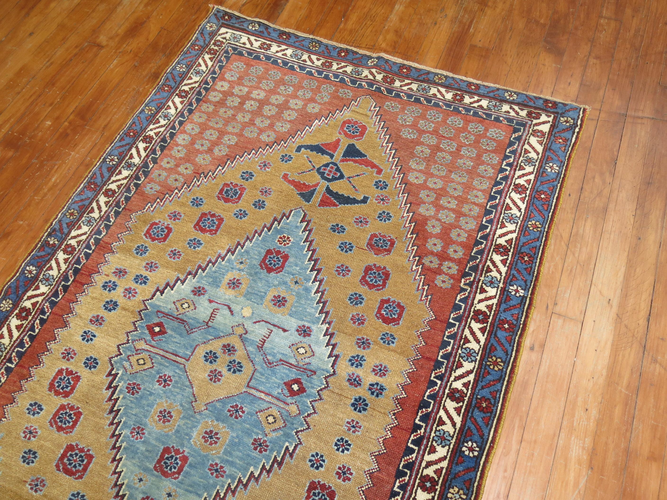 Hand-Woven Zabihi Collection Antique Persian Tribal Serab Runner For Sale
