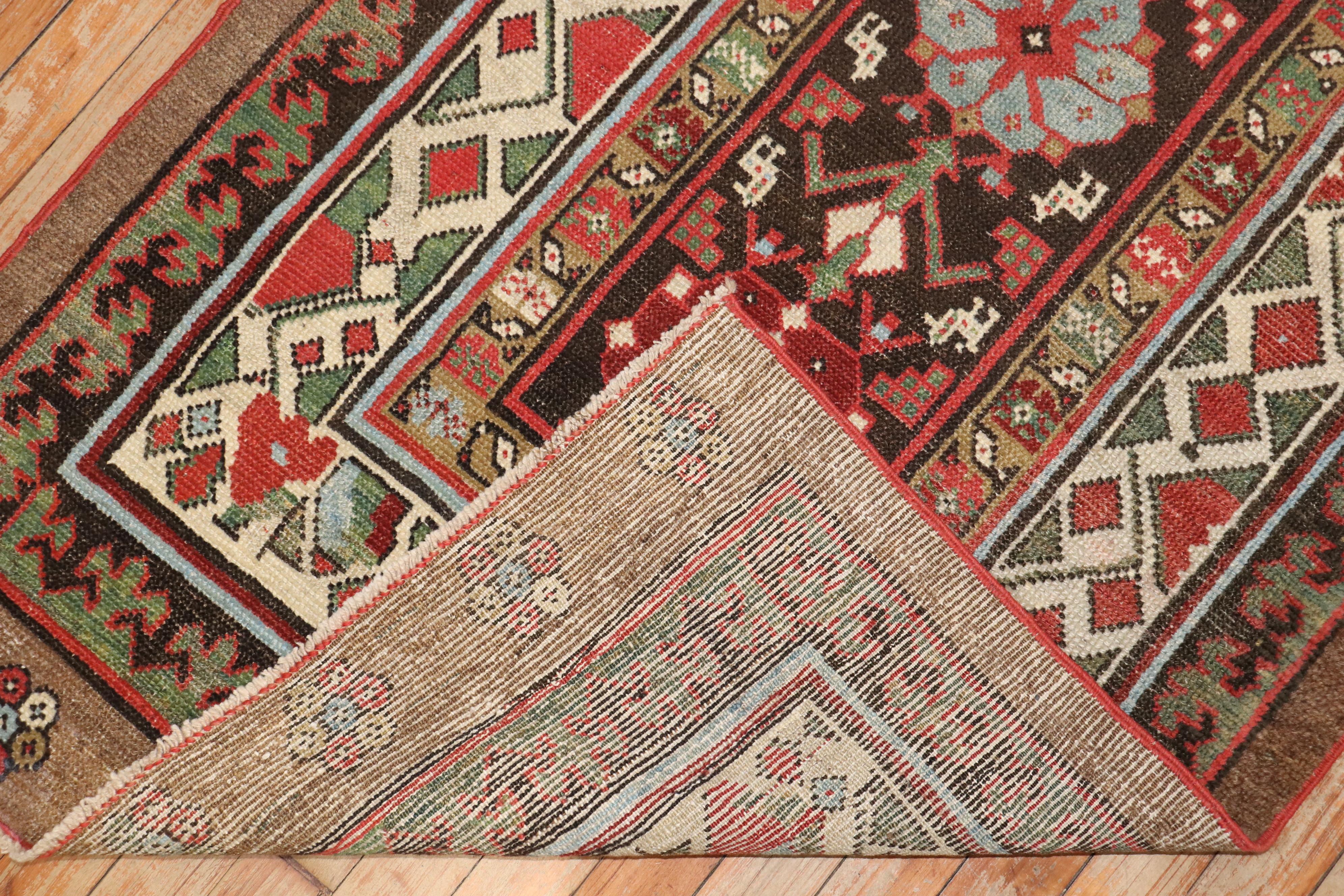 Hand-Knotted Zabihi Collection Antique Persian Tribal Serab Runner For Sale