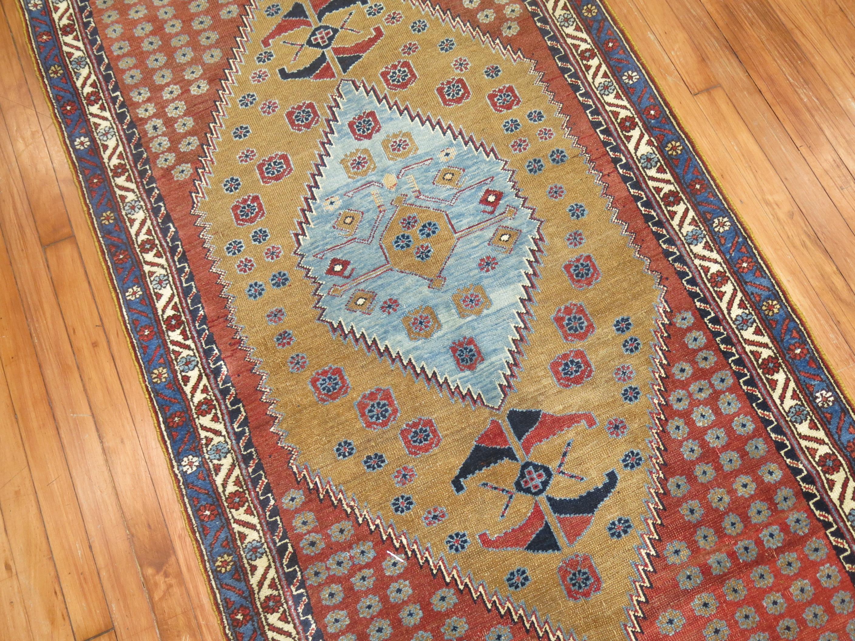 20th Century Zabihi Collection Antique Persian Tribal Serab Runner For Sale