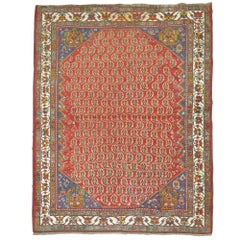 Tapis tribal rouge et bleu ancien de la collection Zabihi, 4' x 5'
