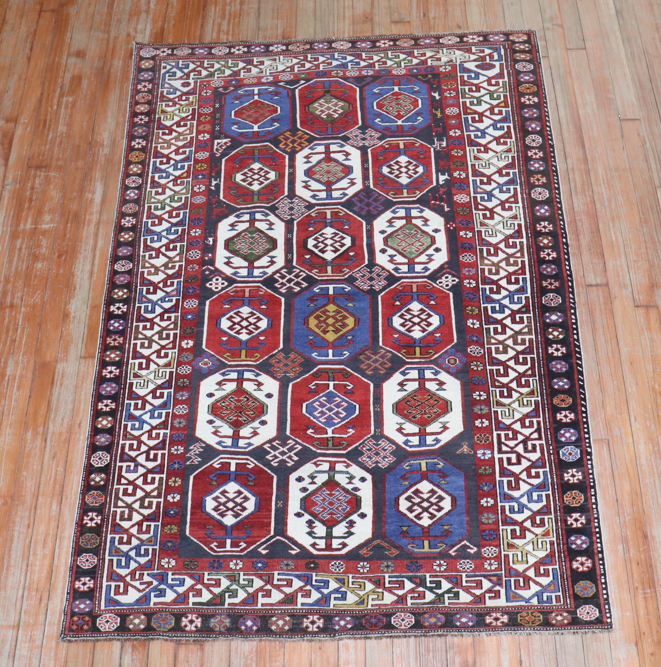Kazak Zabihi Collection Antique Shirvan Rug For Sale