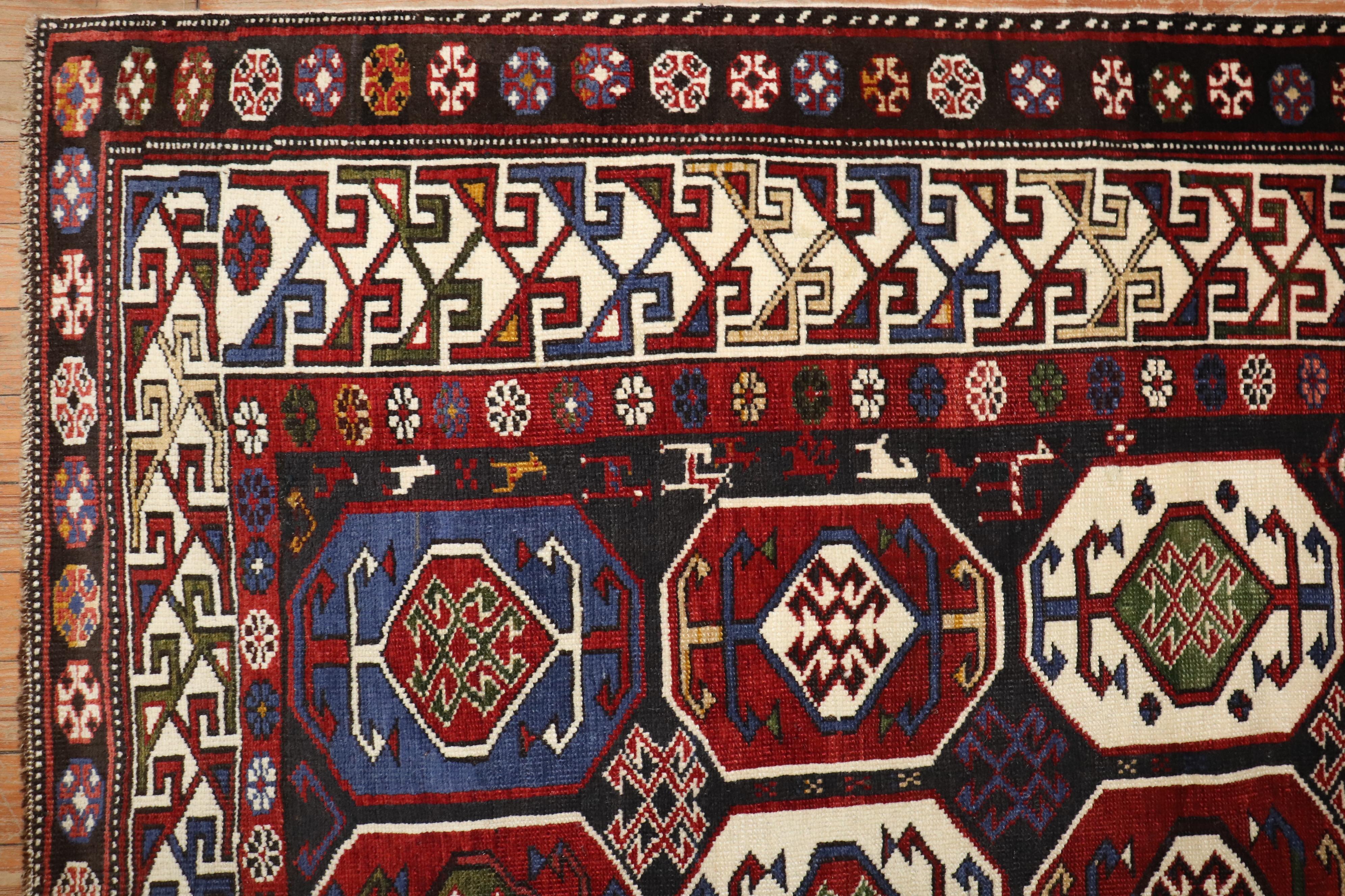 Caucasian Zabihi Collection Antique Shirvan Rug For Sale