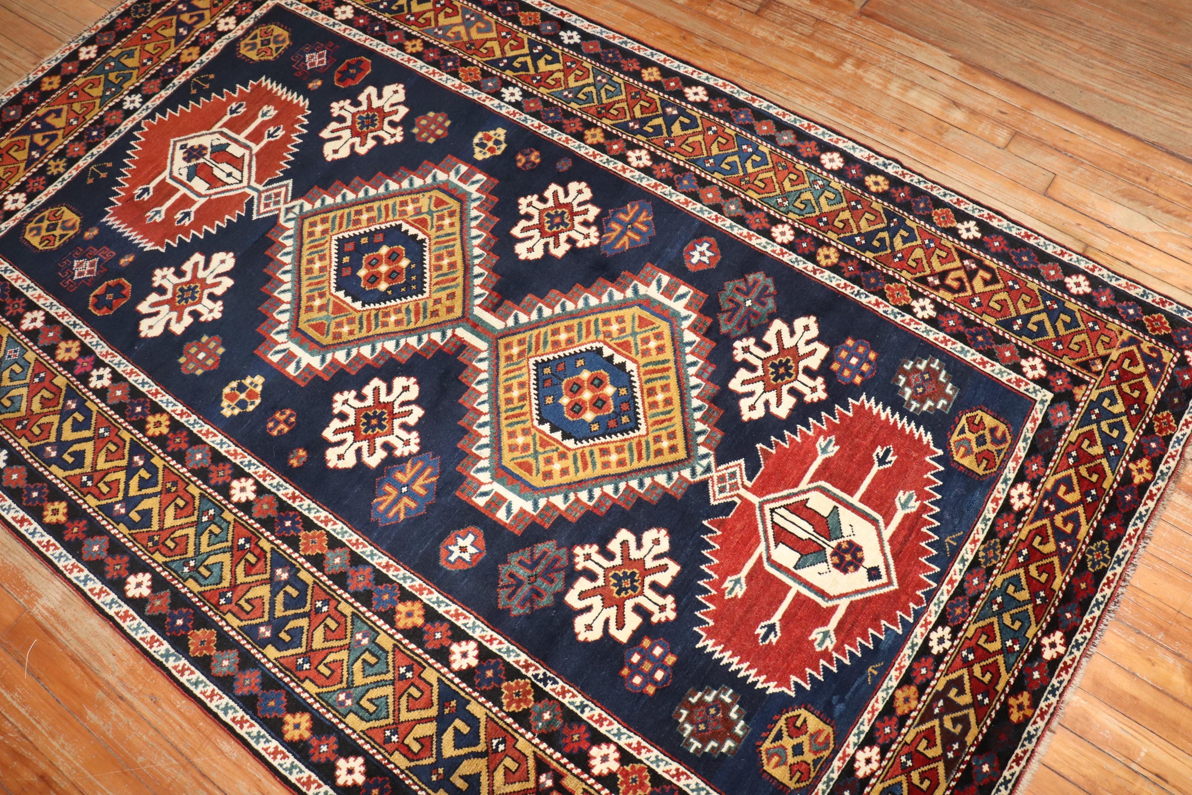 Hand-Knotted Zabihi Collection Antique Shirvan Rug For Sale
