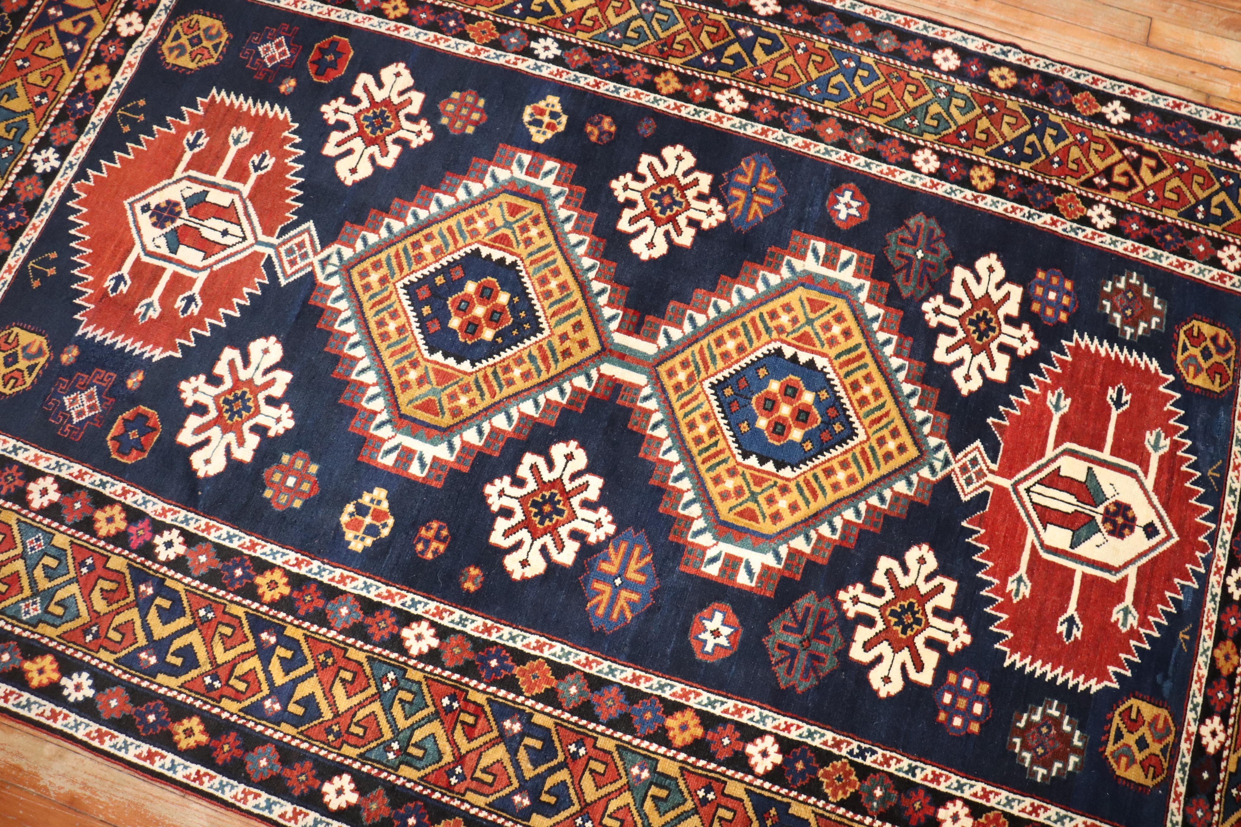 Wool Zabihi Collection Antique Shirvan Rug For Sale
