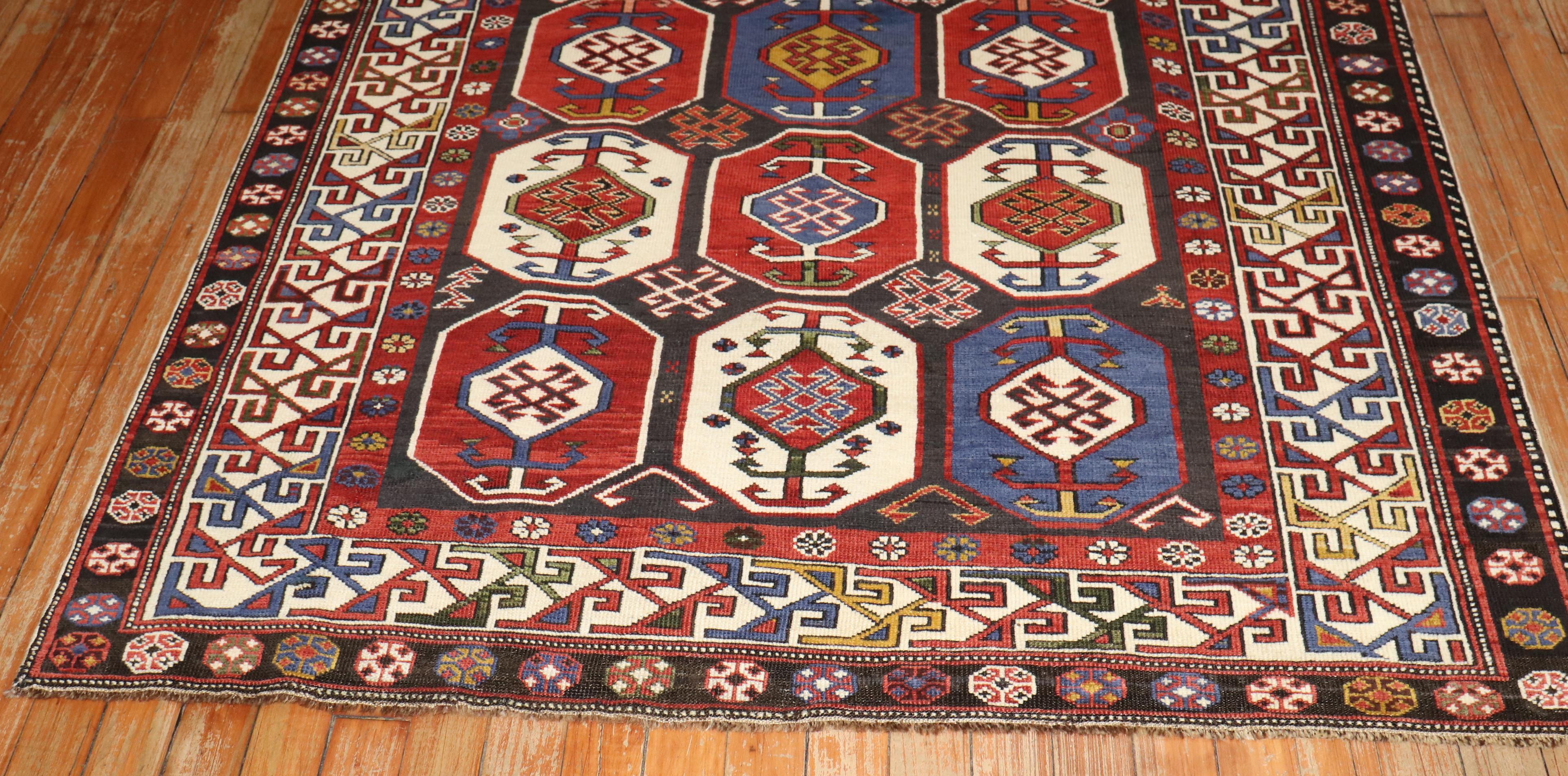 Wool Zabihi Collection Antique Shirvan Rug For Sale