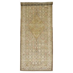 Zabihi Collection Antique Soft Green Camel Color Serab Corridor Size Rug