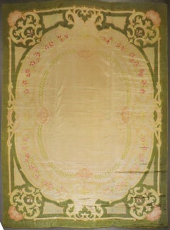 Zabihi Collection Antique Spanish Savonnerie Oversize Green Pink Rug