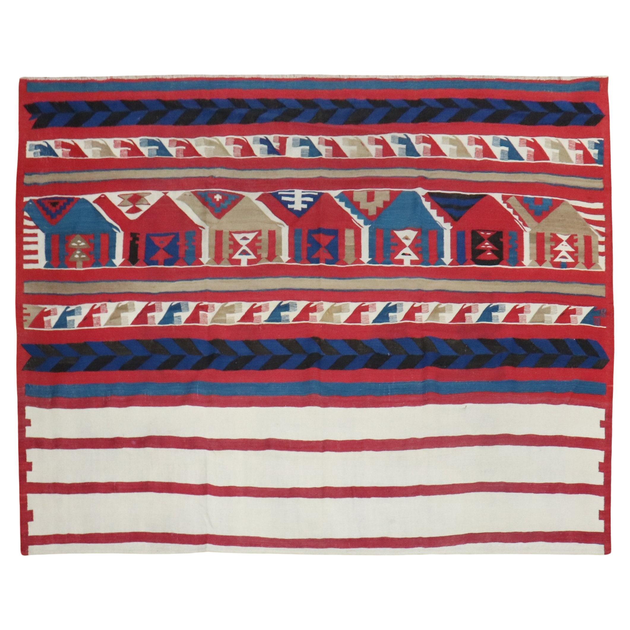 Zabihi Collection Antique Square Persian Tribal Kilim