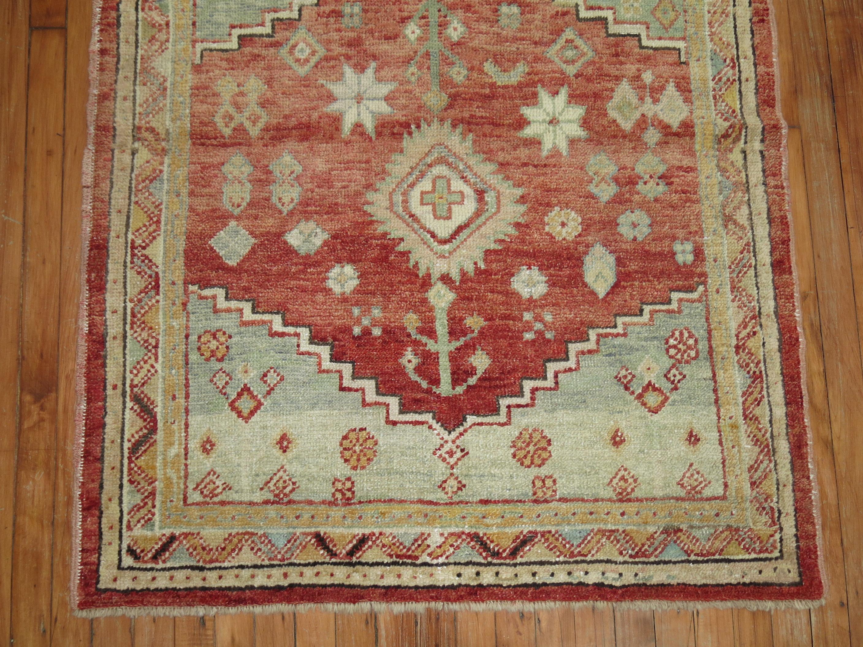 Hollywood Regency Zabihi Collection Antique Square Turkish Anatolian Rug For Sale
