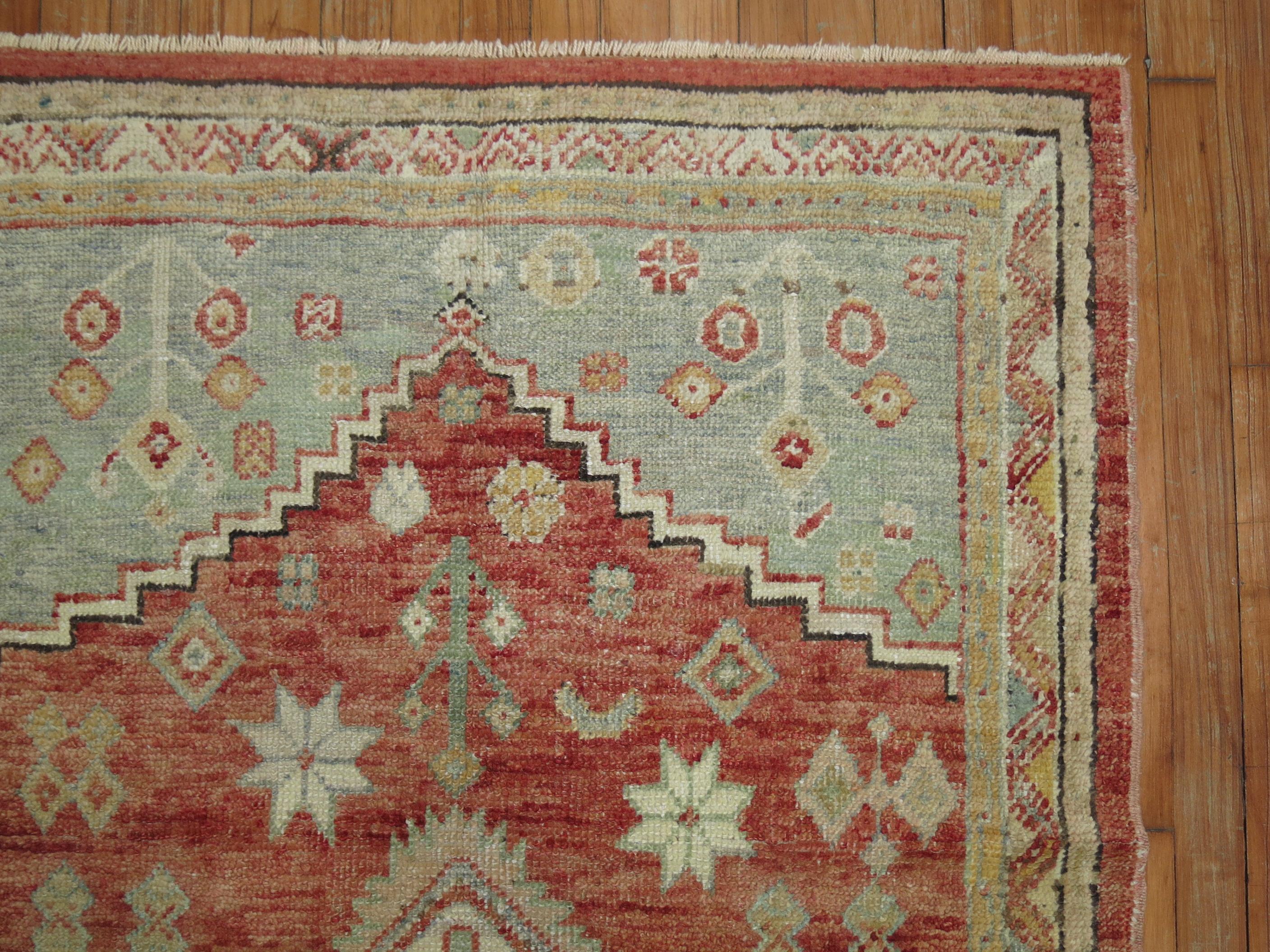 Hand-Knotted Zabihi Collection Antique Square Turkish Anatolian Rug For Sale
