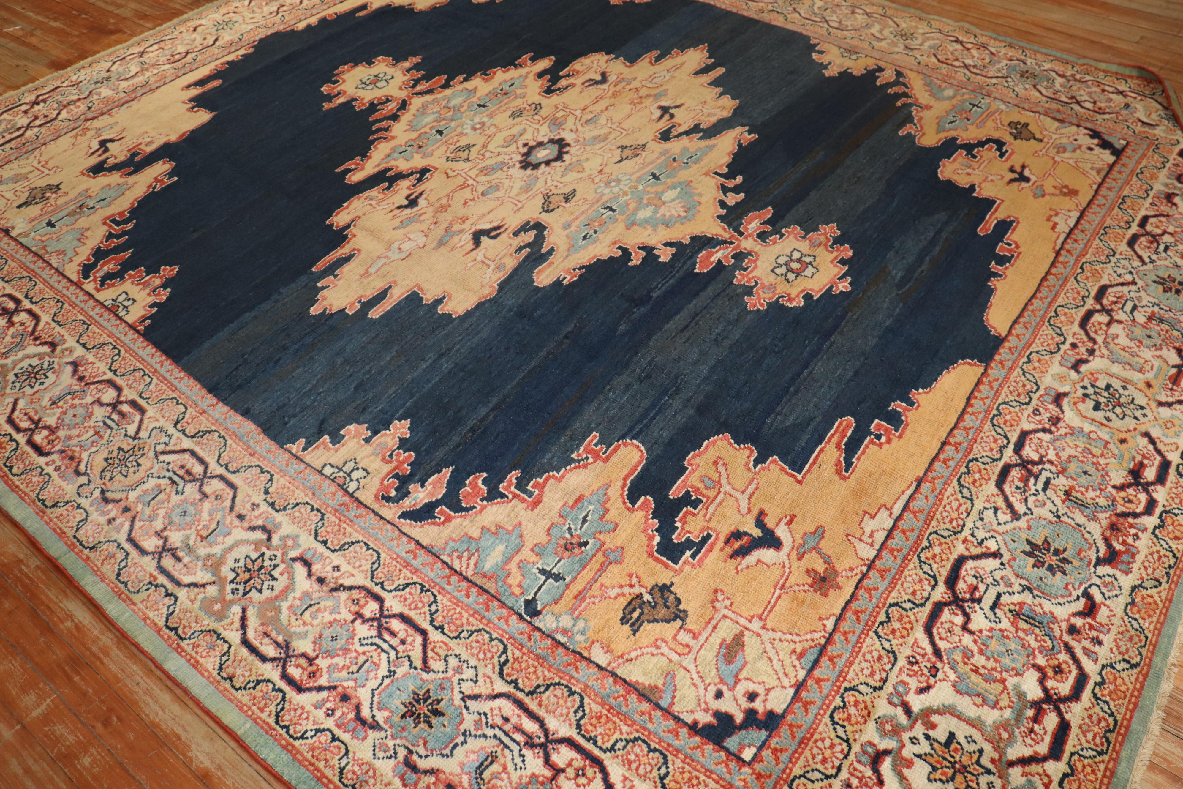 Antiker quadratischer Ziegler Mahal-Teppich aus der Zabihi-Kollektion im Angebot 5