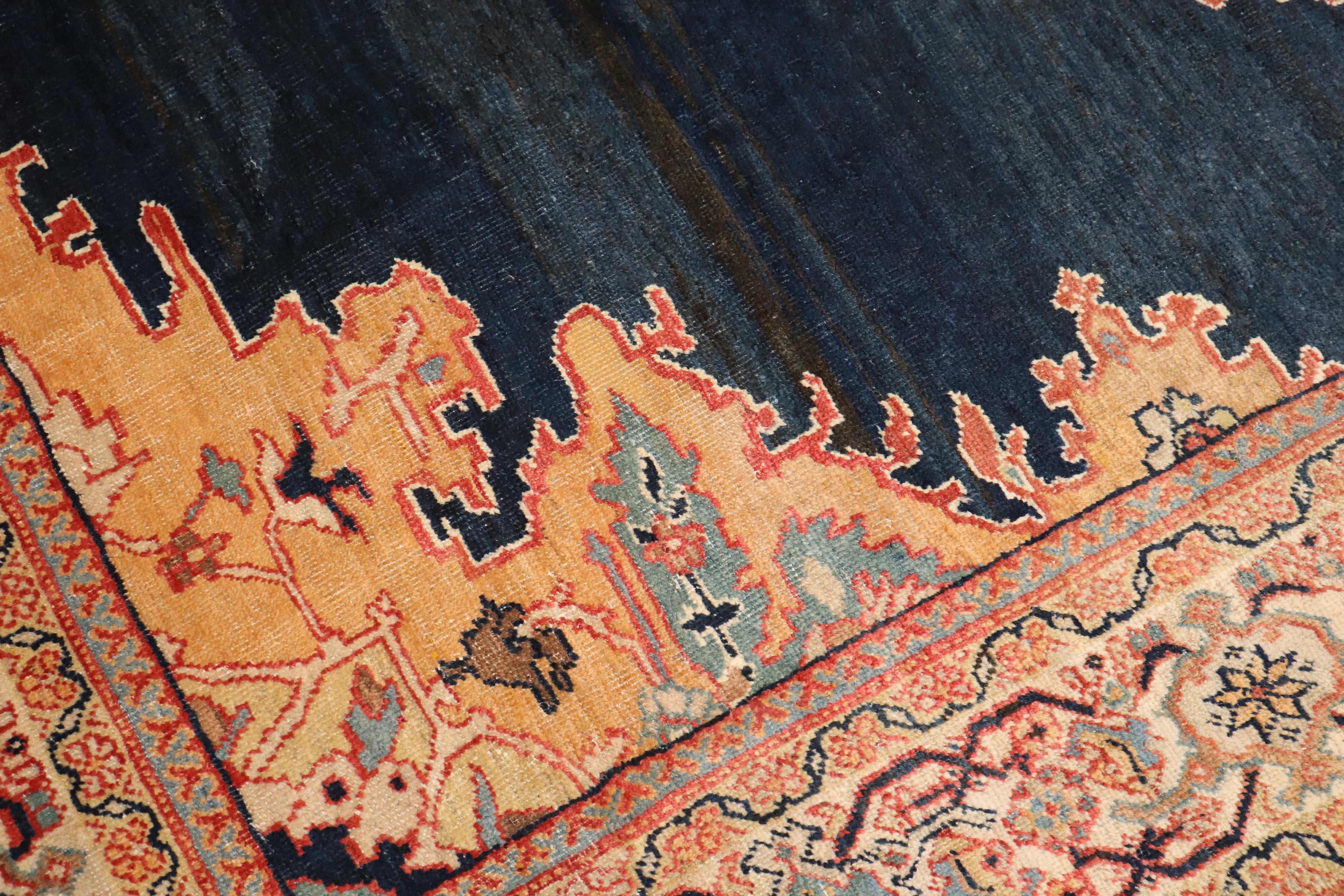 Antiker quadratischer Ziegler Mahal-Teppich aus der Zabihi-Kollektion (Persisch) im Angebot