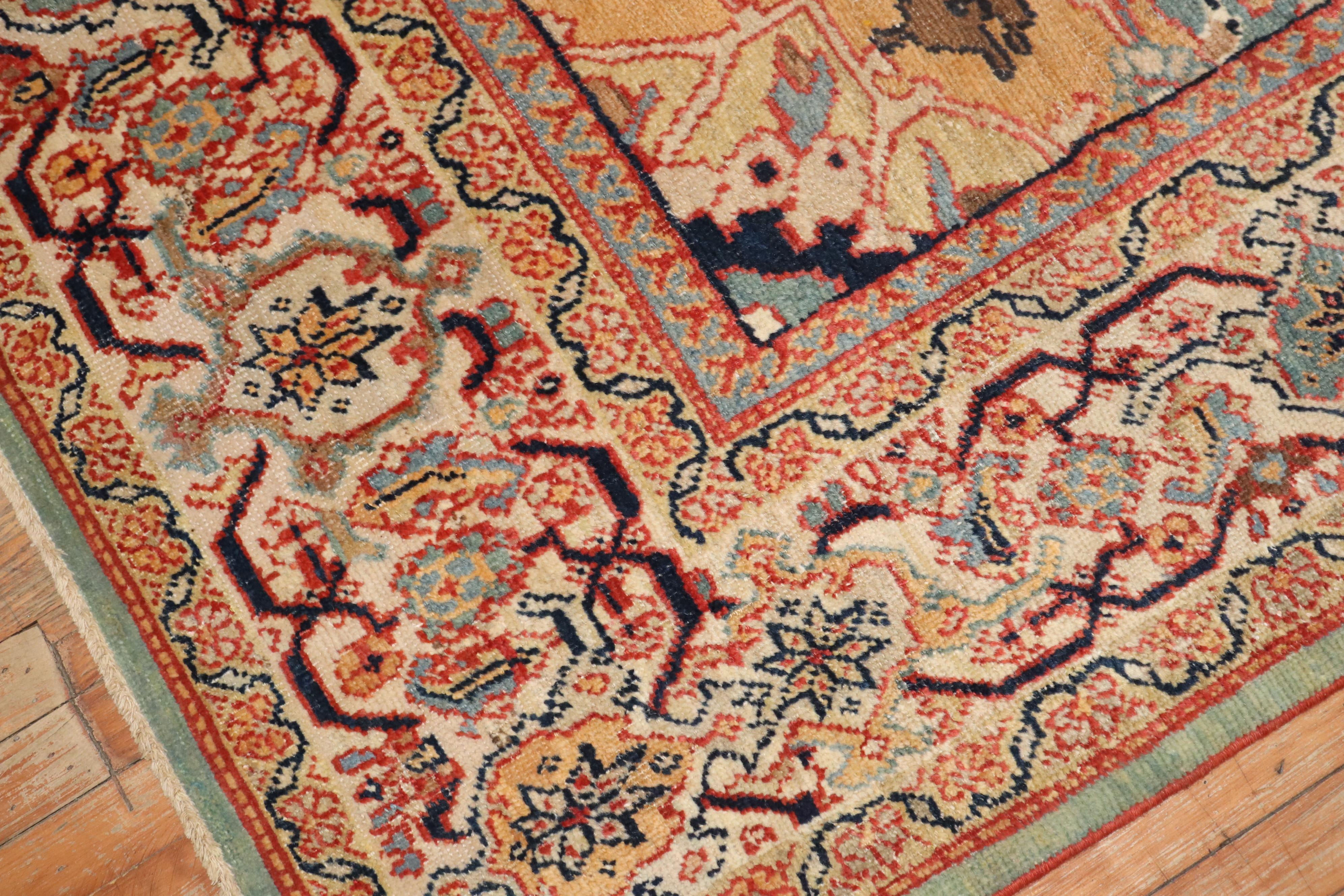 Antiker quadratischer Ziegler Mahal-Teppich aus der Zabihi-Kollektion (Handgeknüpft) im Angebot