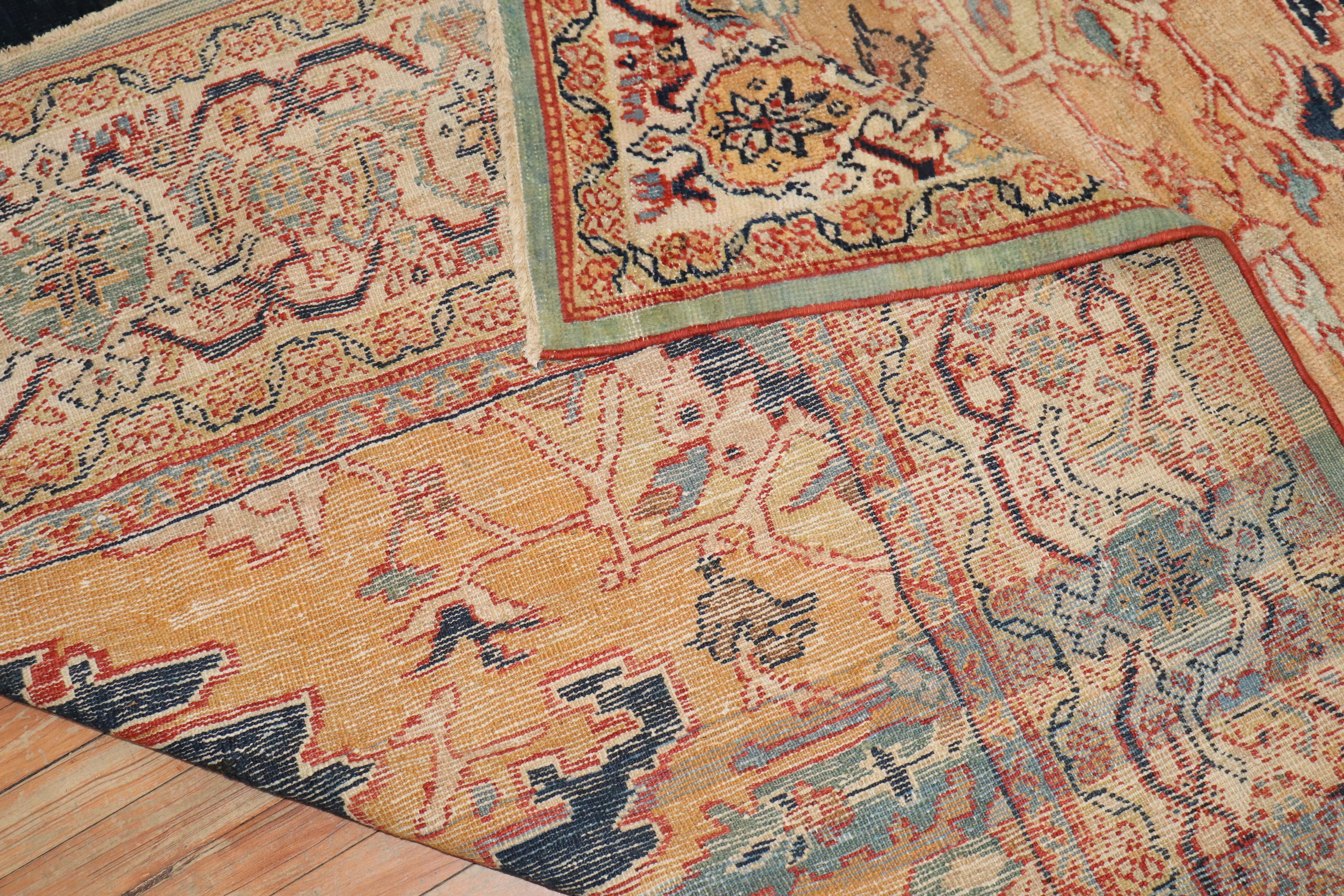 Antiker quadratischer Ziegler Mahal-Teppich aus der Zabihi-Kollektion im Zustand „Gut“ im Angebot in New York, NY