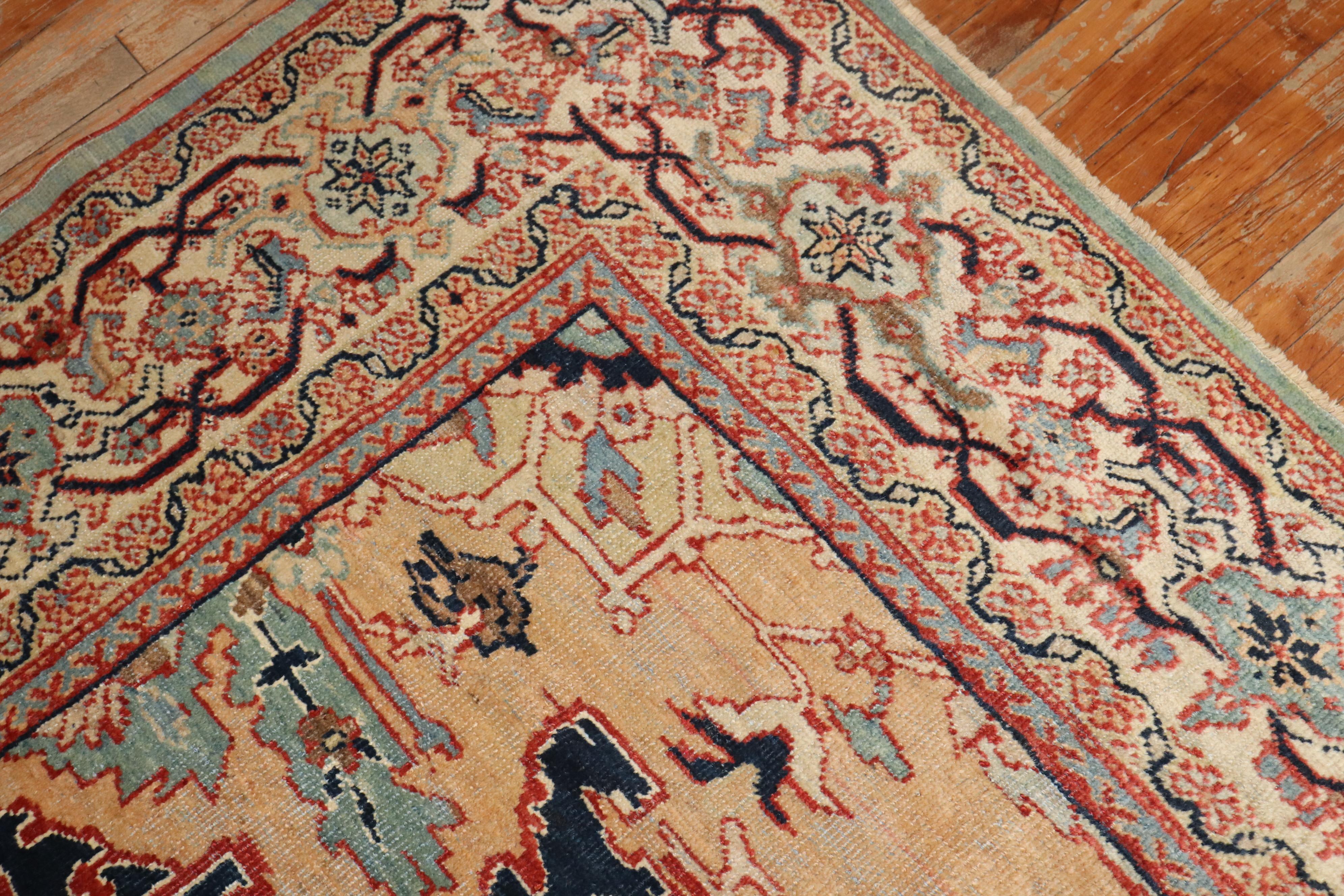 Antiker quadratischer Ziegler Mahal-Teppich aus der Zabihi-Kollektion im Angebot 1