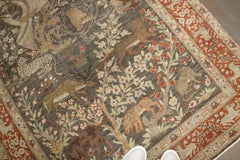 Zabihi Collection Antique Tabriz Gray Field Animal Rug
