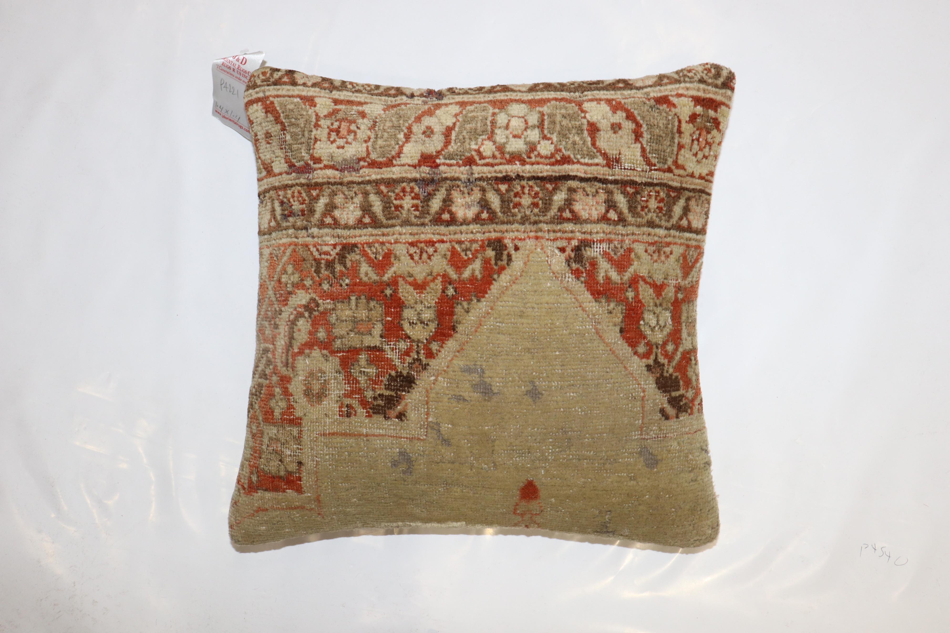 Pillow made from an early 20th-century Persian Tabriz rug.  The insert is NOT provided

Measures: 16'' x 16